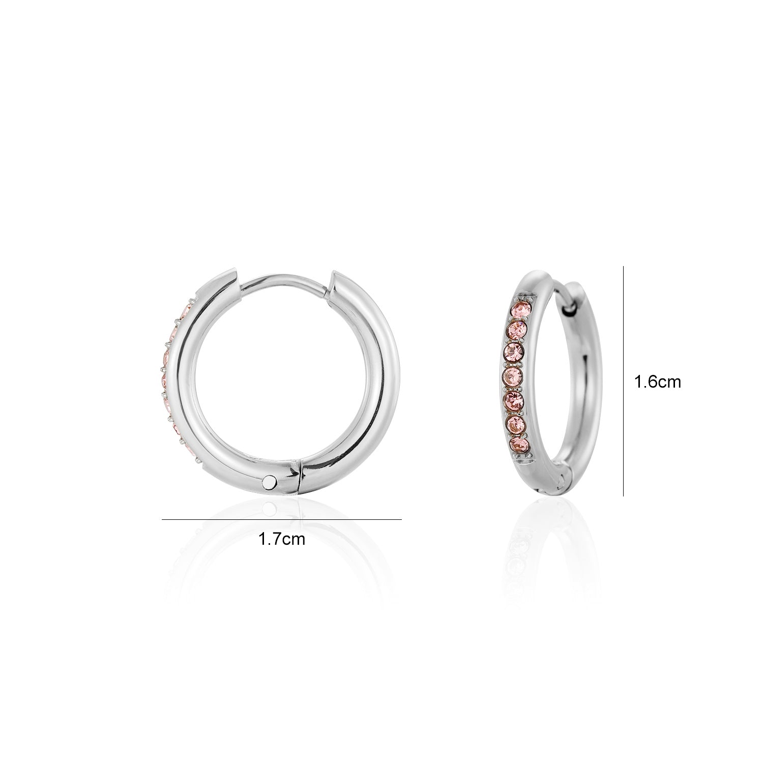 Hoops met steentjes roze/zilver - Desieradenconcurrent.nl