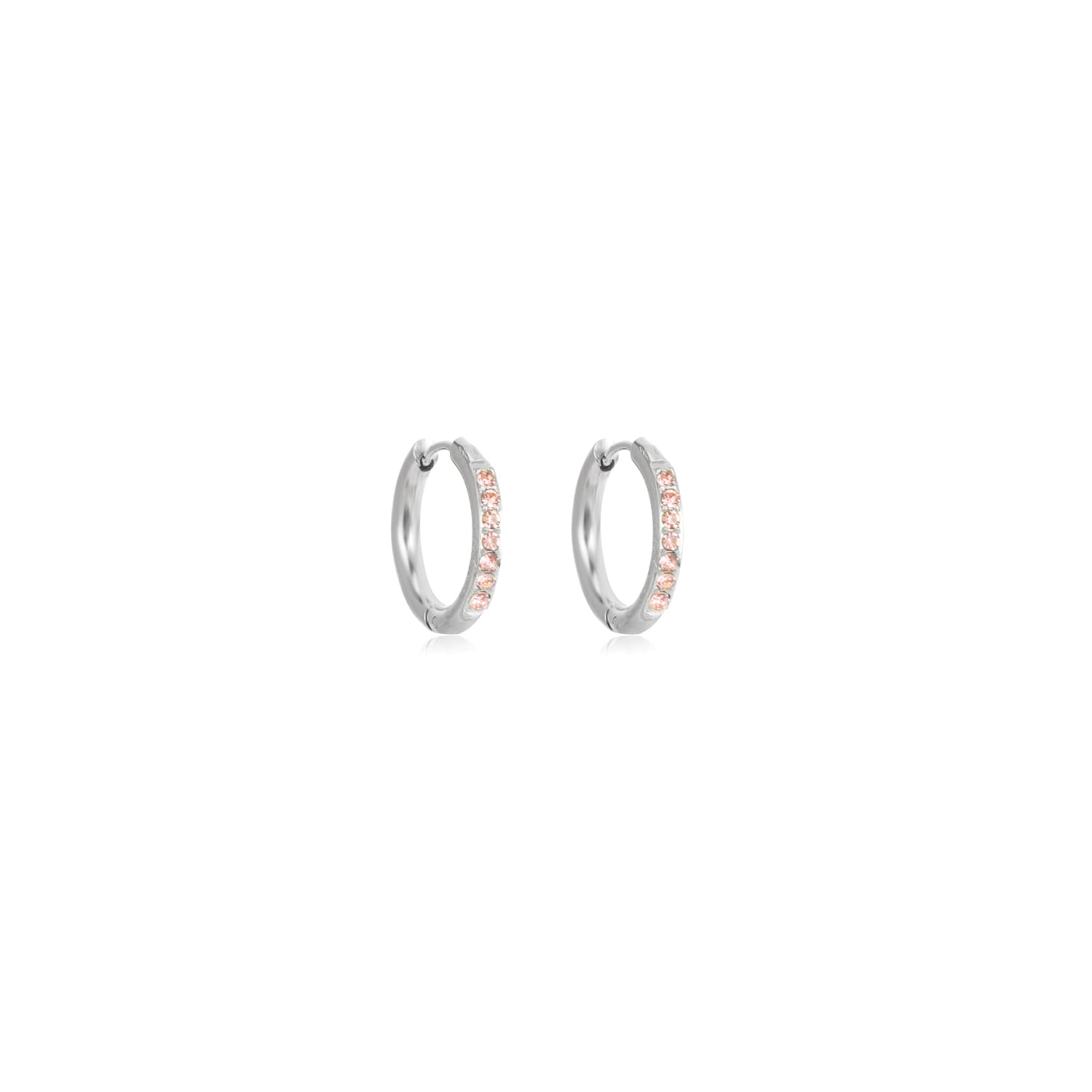 Hoops met steentjes roze/zilver - Desieradenconcurrent.nl