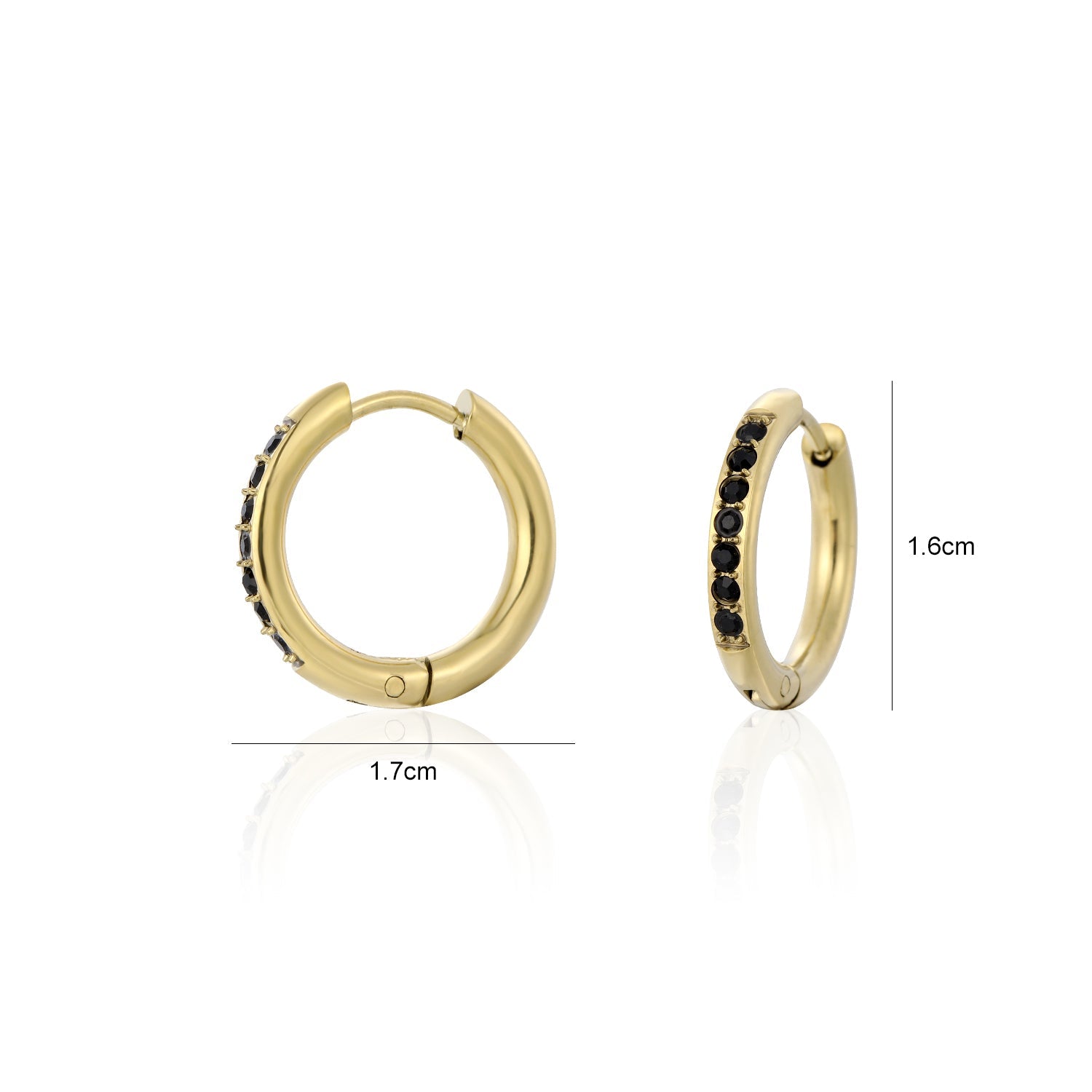 Hoops met steentjes zwart/goud - Desieradenconcurrent.nl