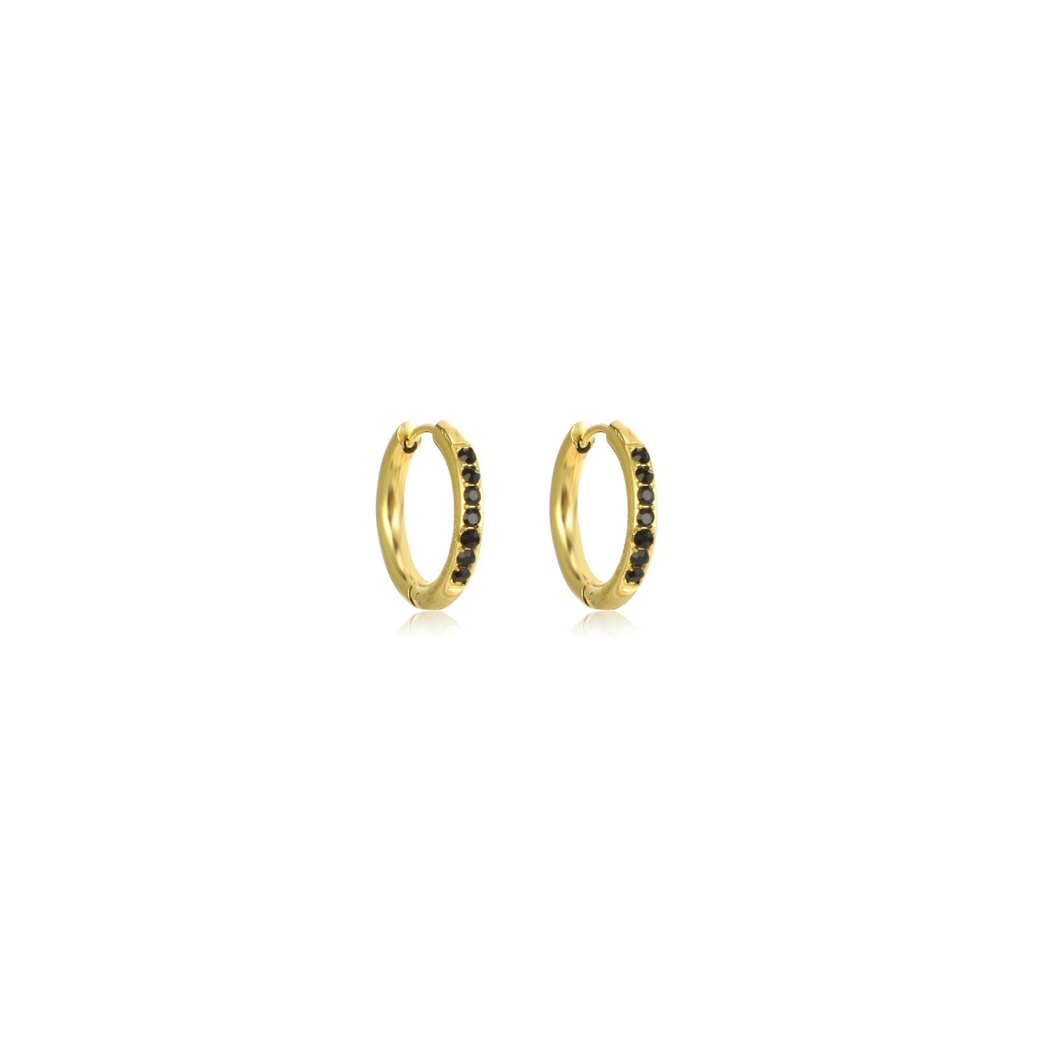 Hoops met steentjes zwart/goud - Desieradenconcurrent.nl