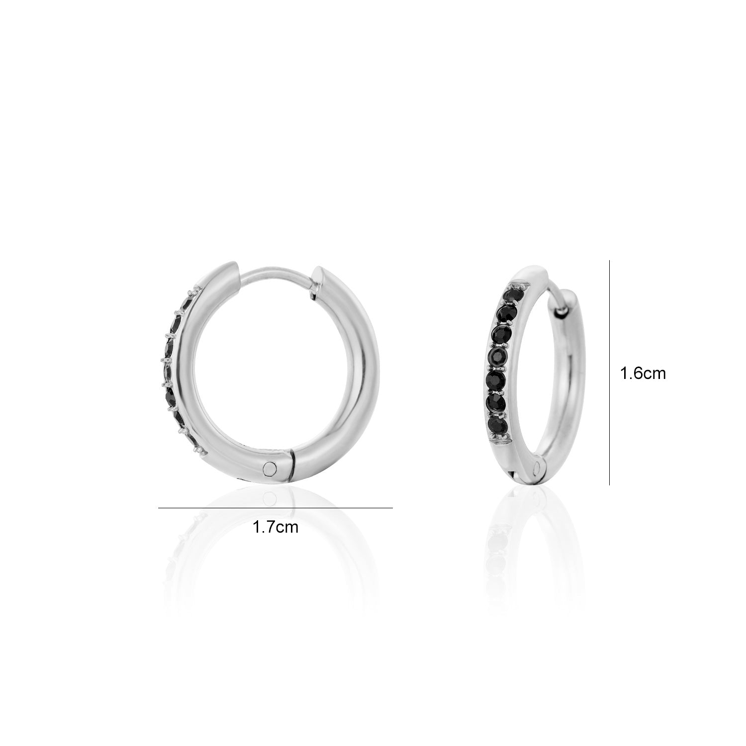 Hoops met steentjes zwart/zilver - Desieradenconcurrent.nl