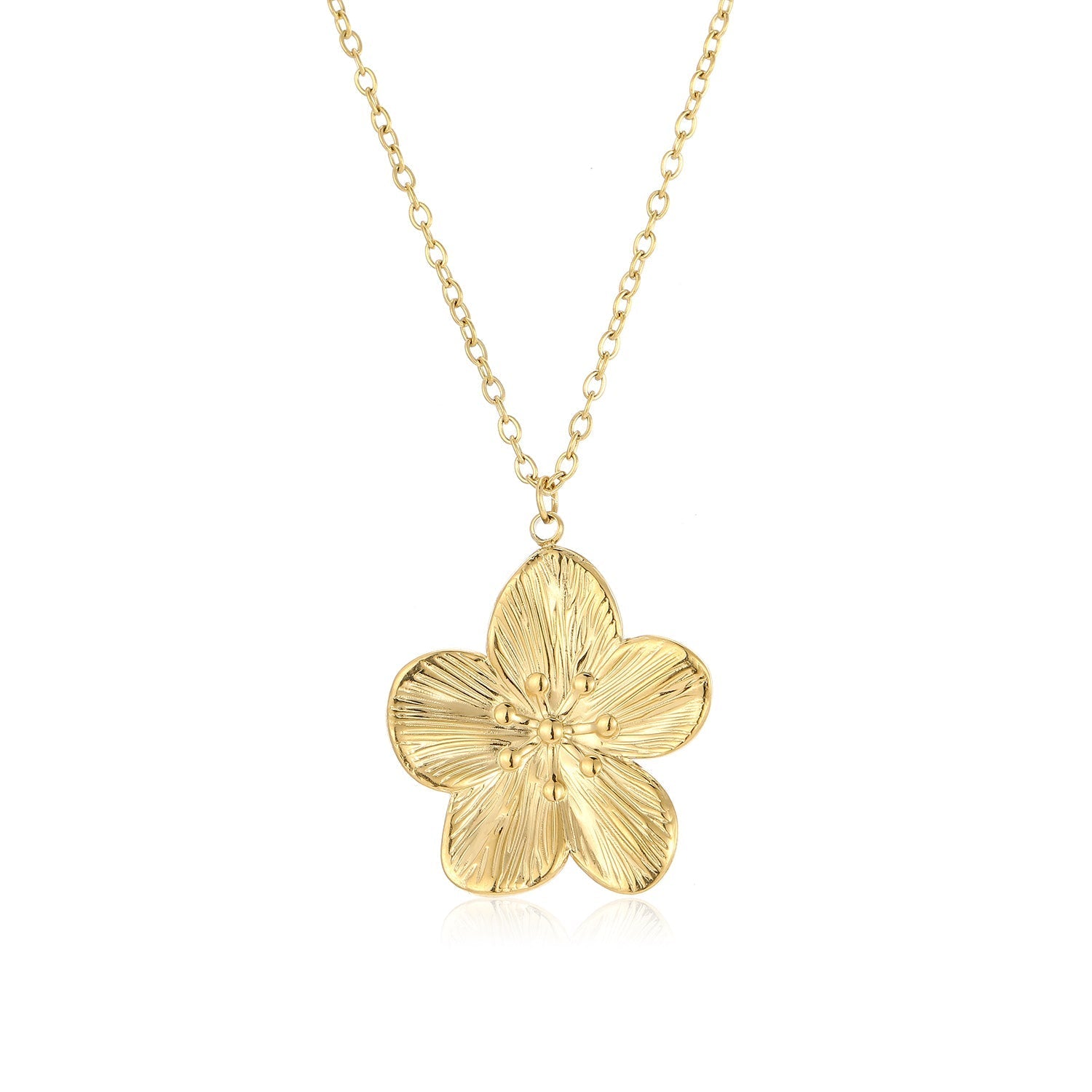 Ketting bloem statement goud - Desieradenconcurrent.nl