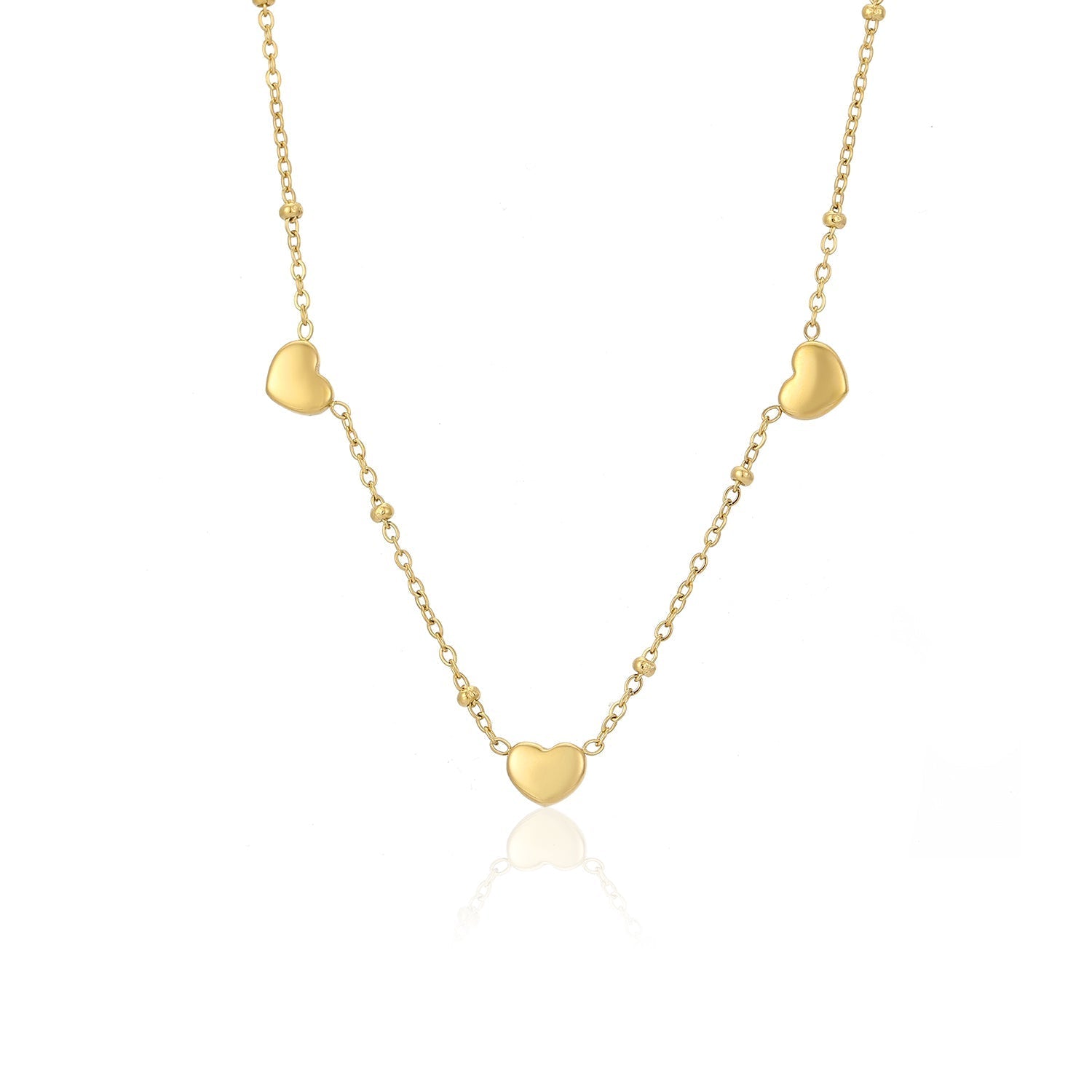 Ketting drie hartjes goud - Desieradenconcurrent.nl