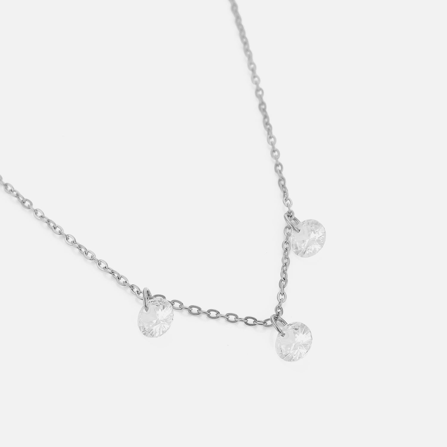 Ketting drie steentjes zilver - Desieradenconcurrent.nl