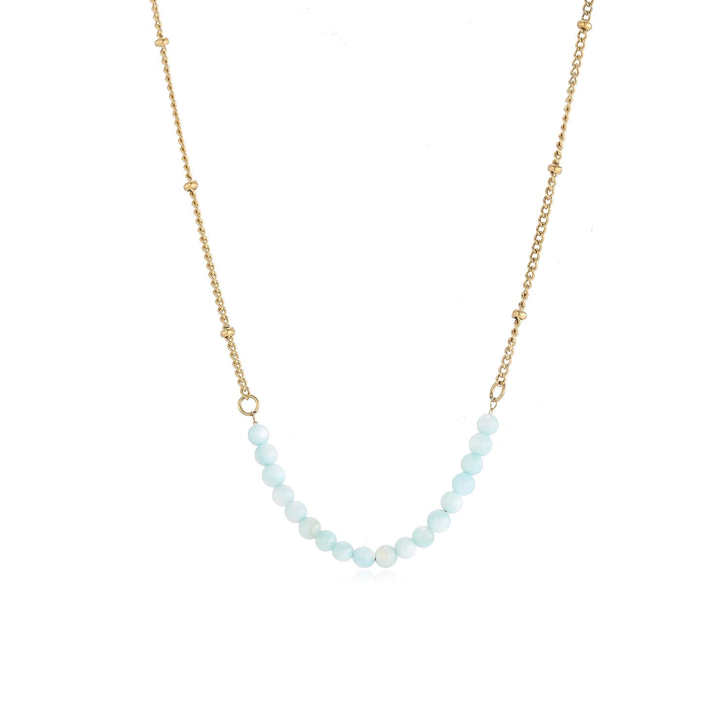 Ketting fijne blauwe kralen goud - Desieradenconcurrent.nl