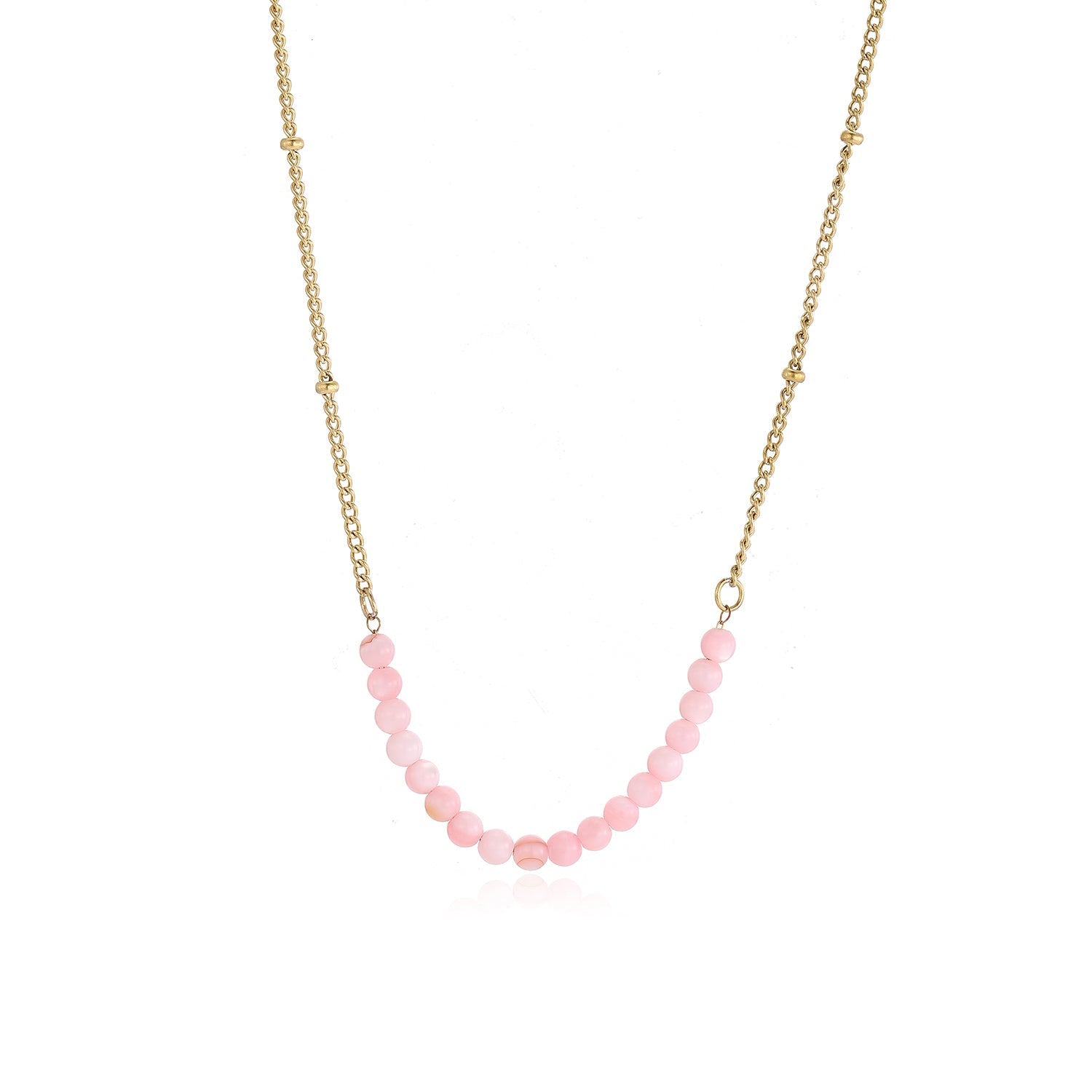 Ketting fijne roze kralen goud - Desieradenconcurrent.nl