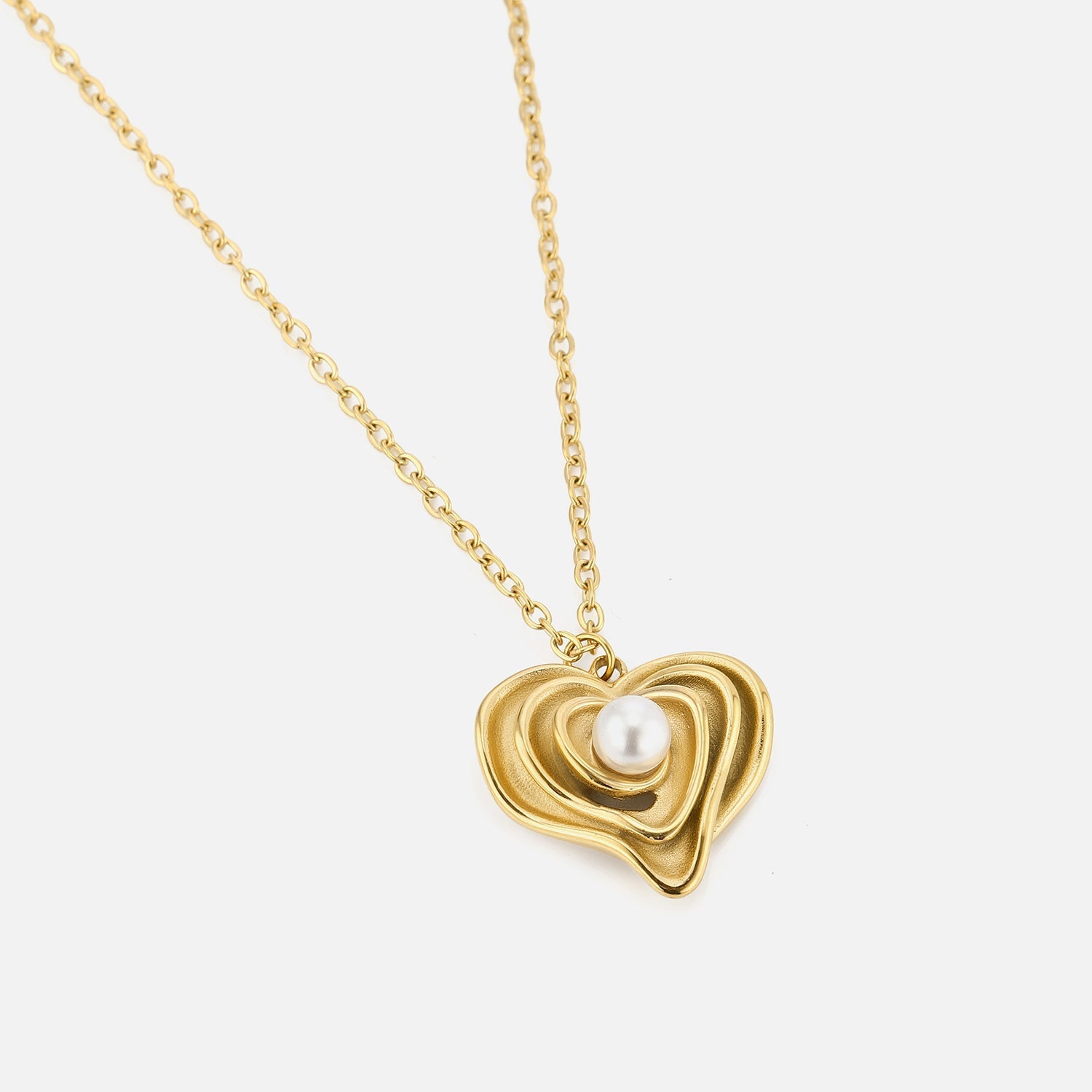 Ketting gelaagd hart parel goud - Desieradenconcurrent.nl