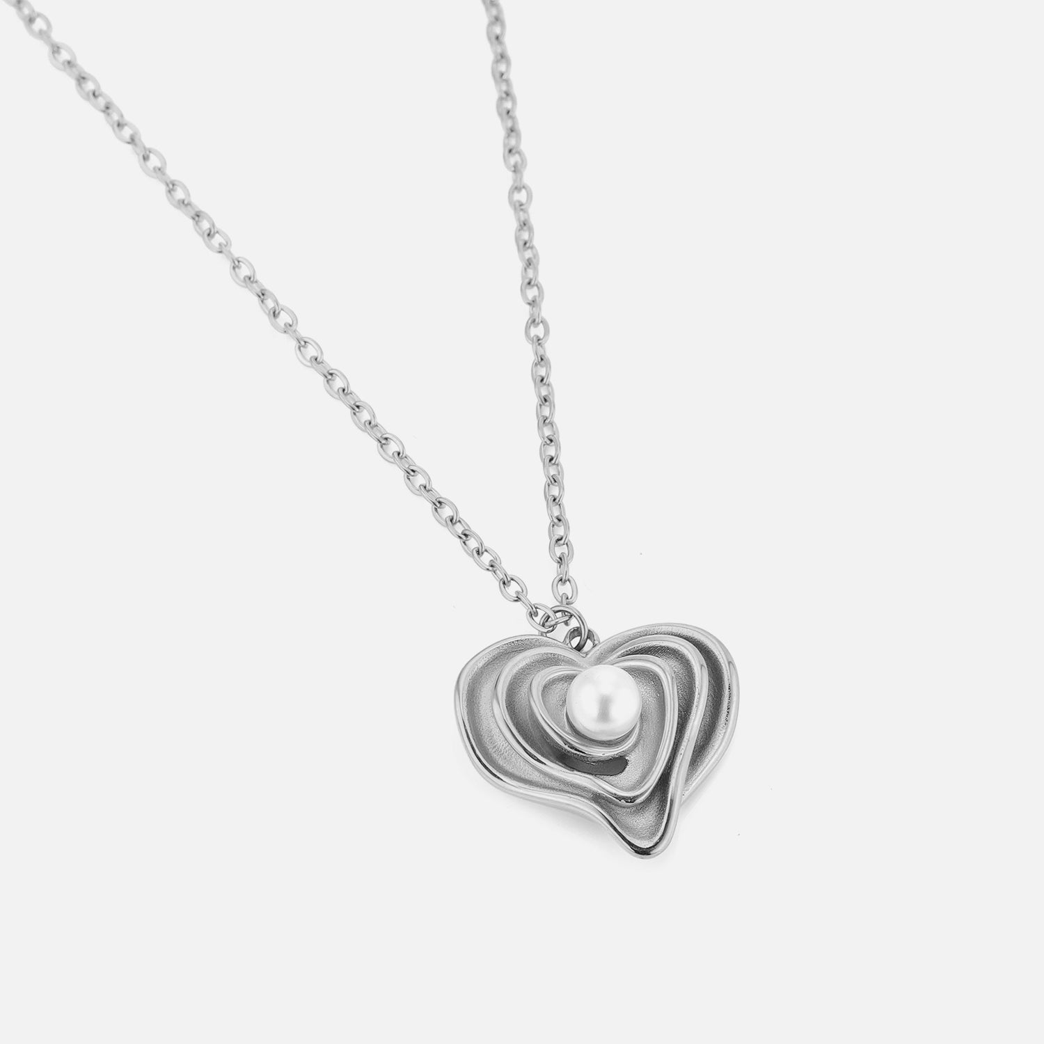 Ketting gelaagd hart parel zilver - Desieradenconcurrent.nl