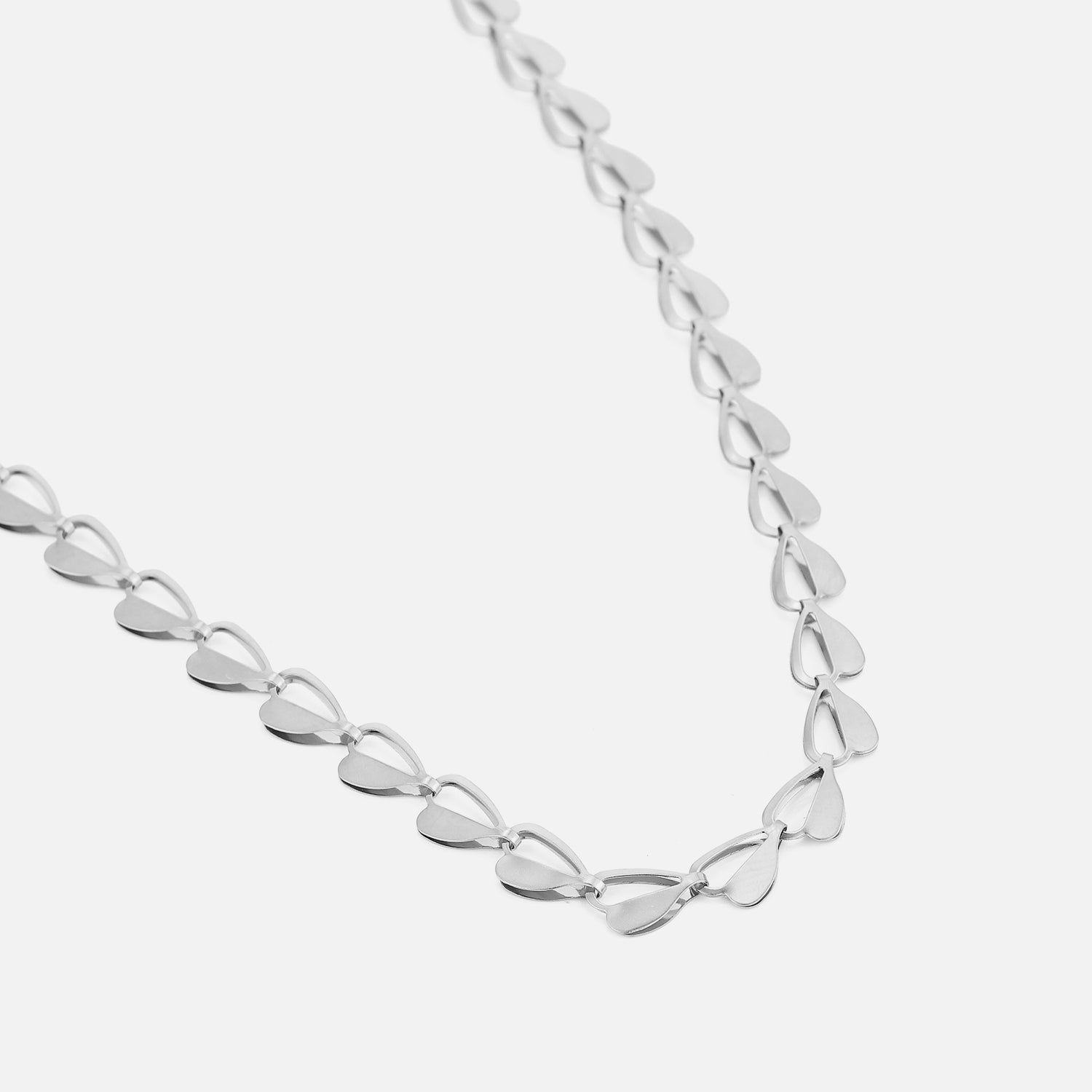Ketting halve hartjes zilver - Desieradenconcurrent.nl