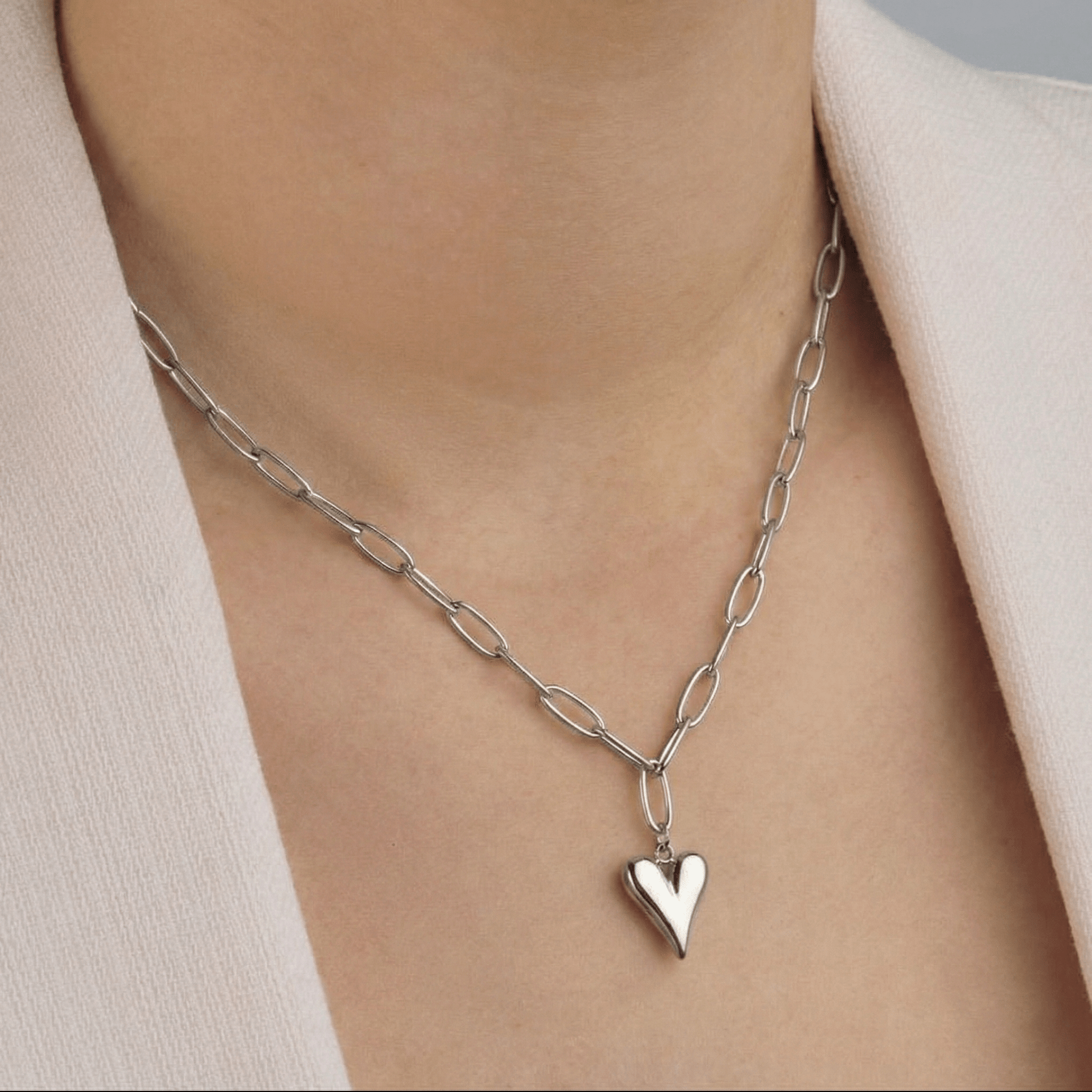 Ketting hart Lux zilver - Desieradenconcurrent.nl