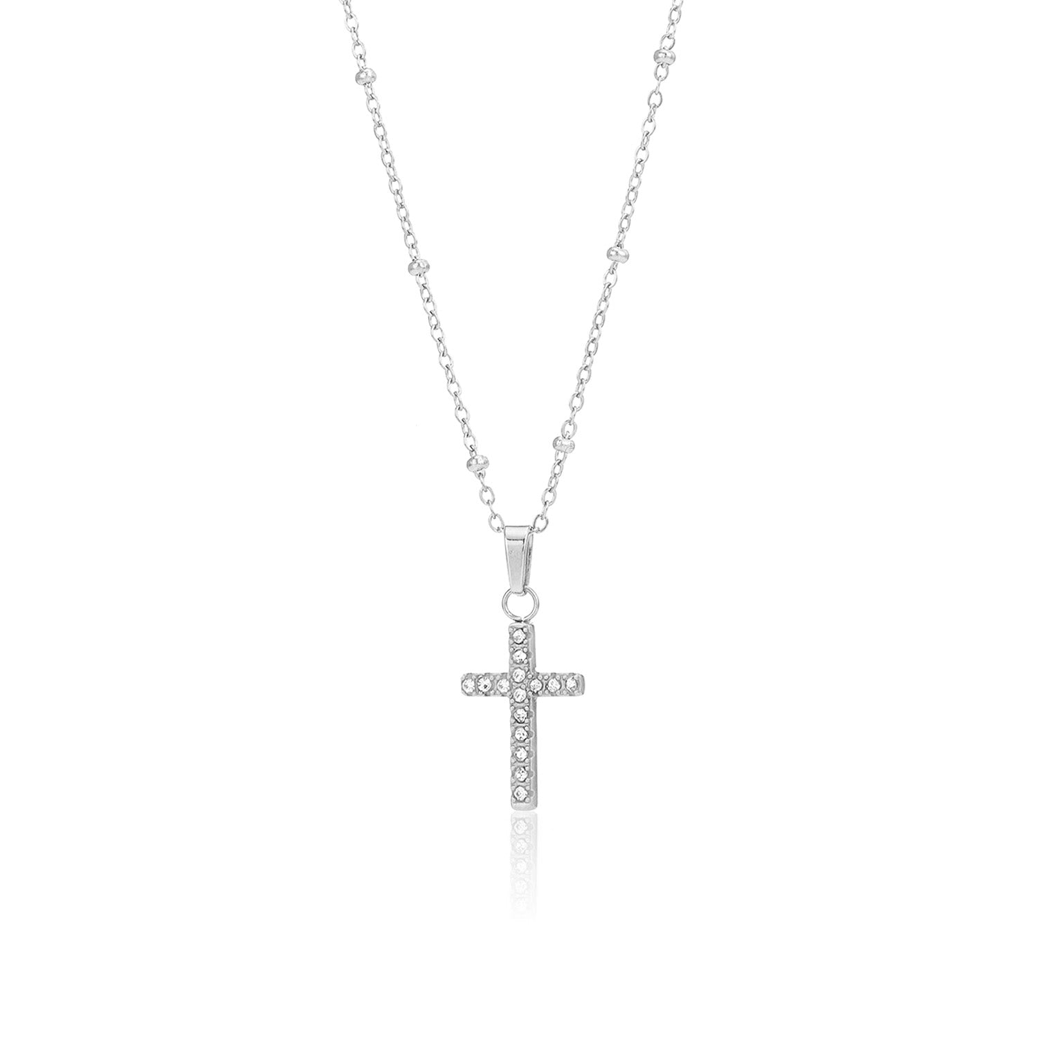 Ketting kruisje steentjes zilver - Desieradenconcurrent.nl