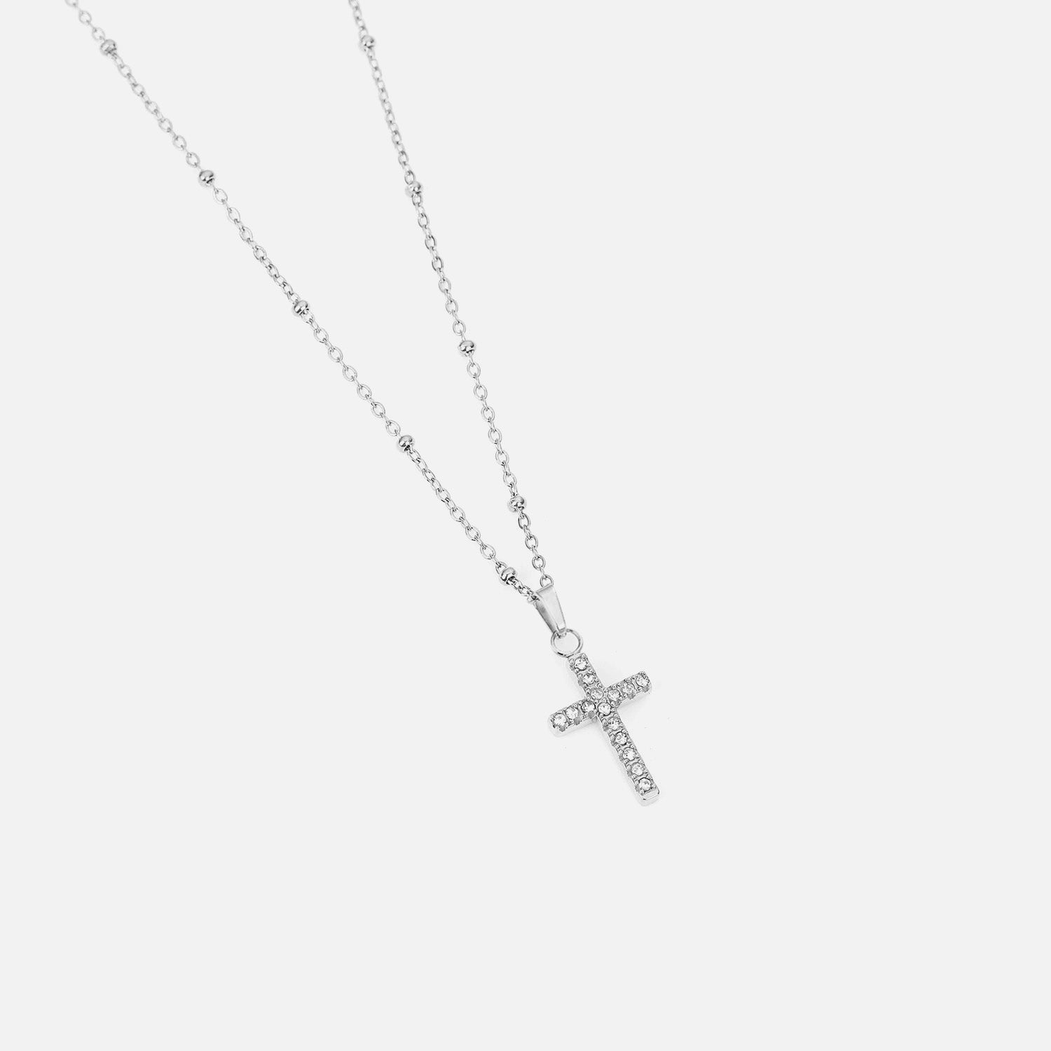 Ketting kruisje steentjes zilver - Desieradenconcurrent.nl