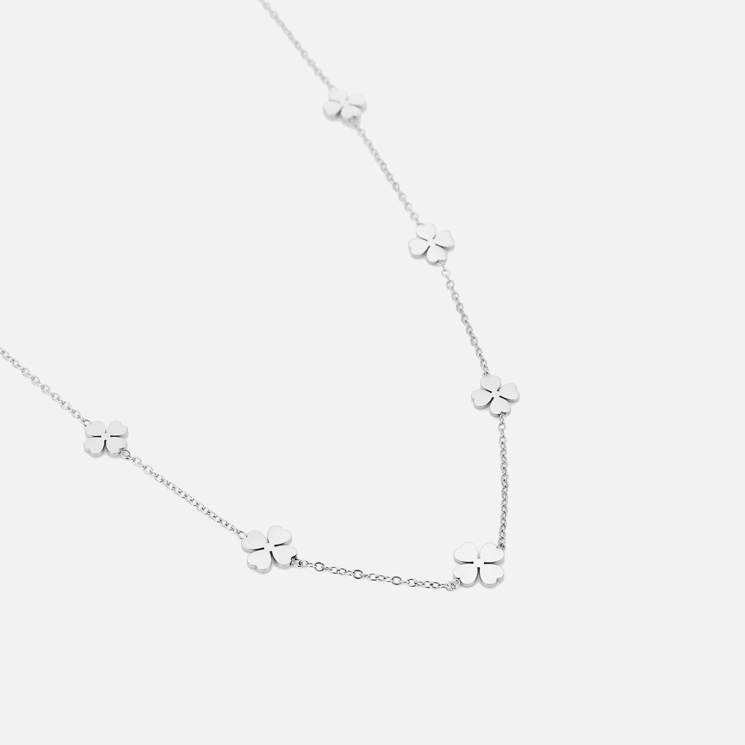 Ketting lucky klavertjes zilver - Desieradenconcurrent.nl