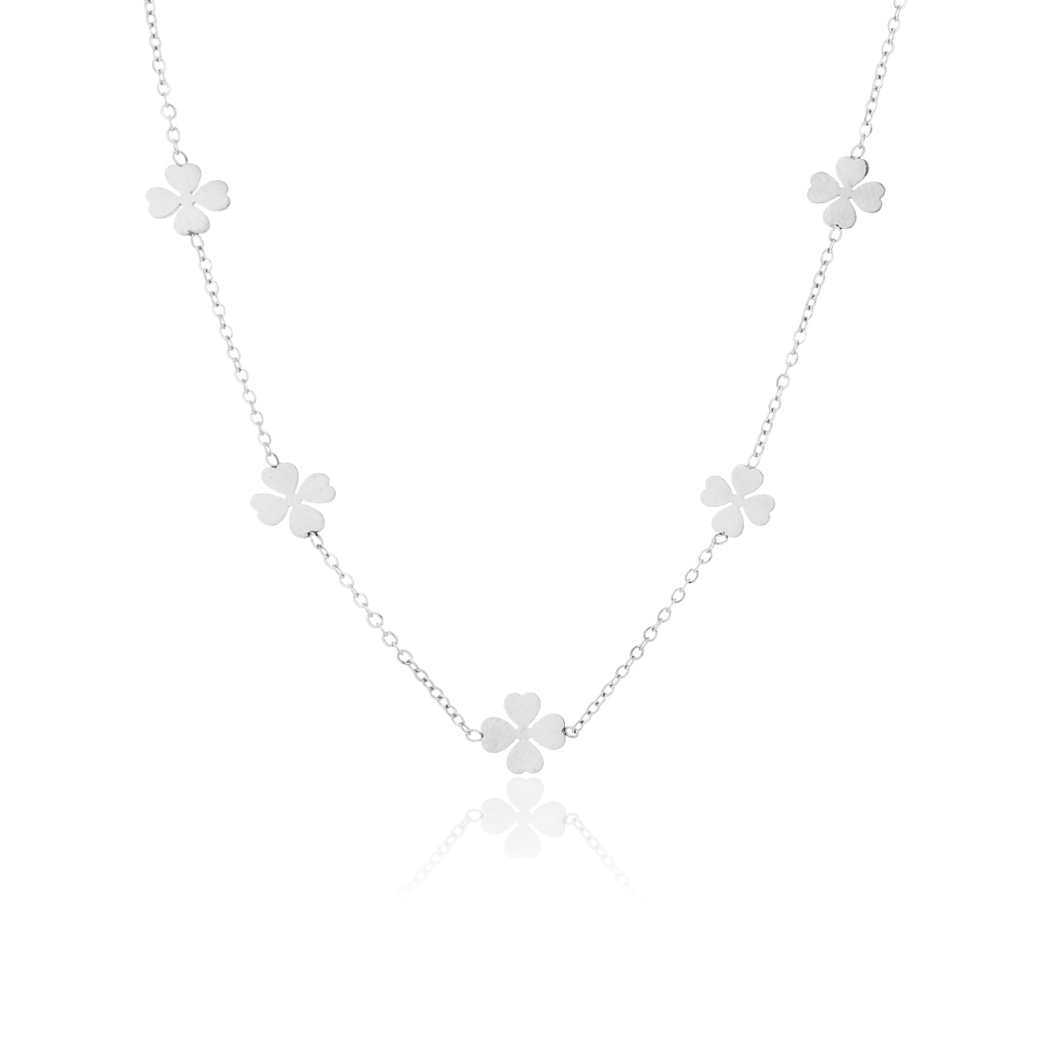 Ketting lucky klavertjes zilver - Desieradenconcurrent.nl