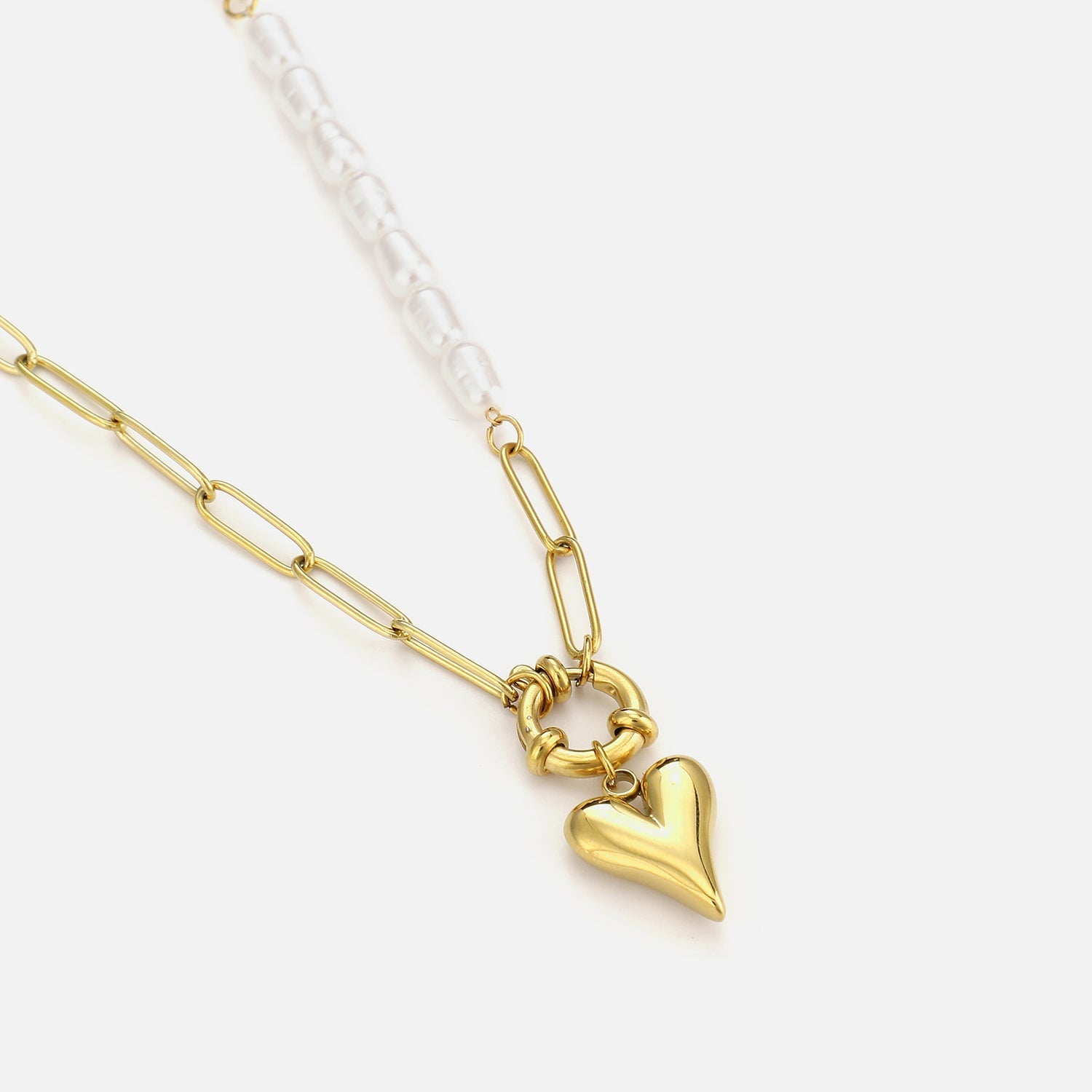 Ketting lux parels hartje goud - Desieradenconcurrent.nl