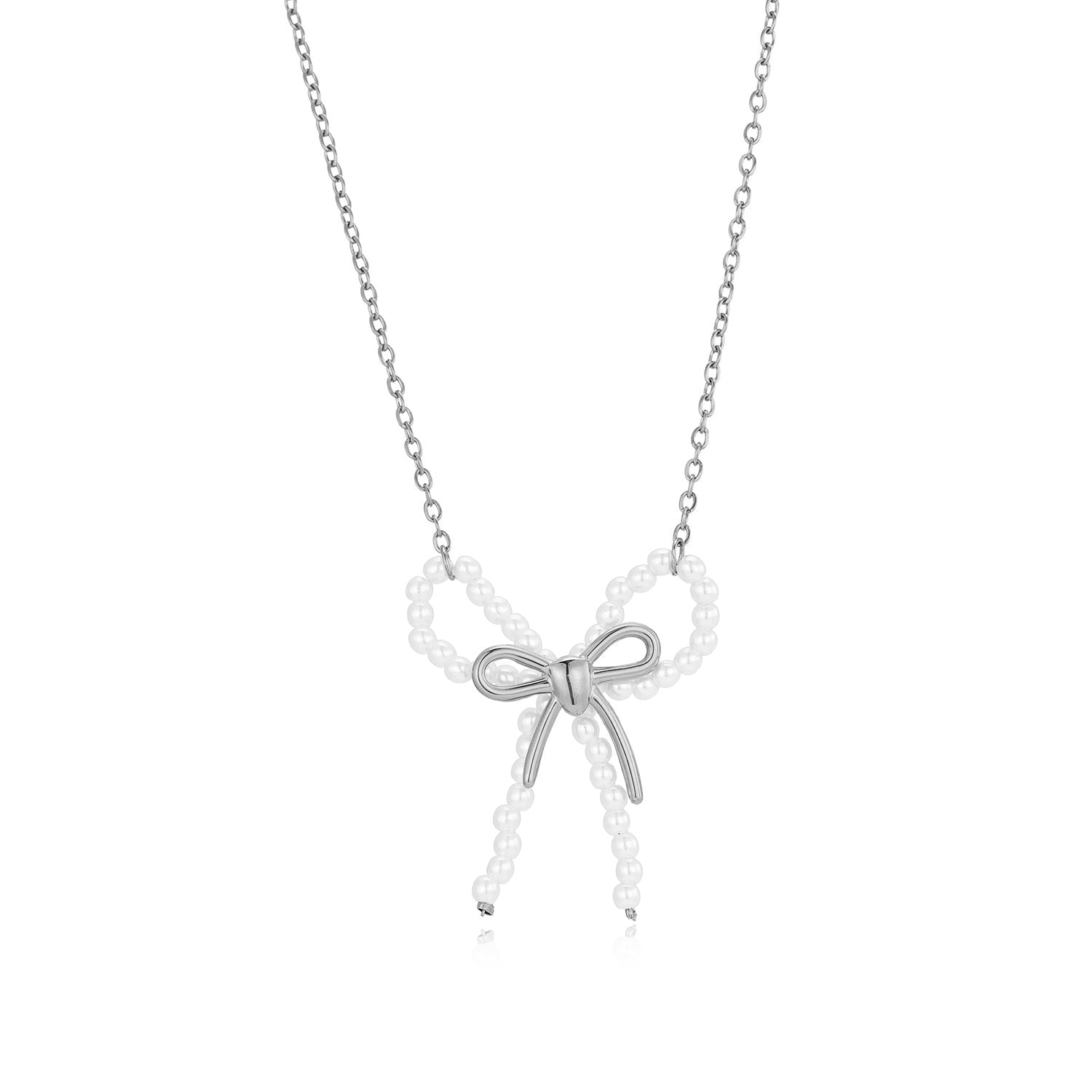 Ketting parel strik zilver - Desieradenconcurrent.nl