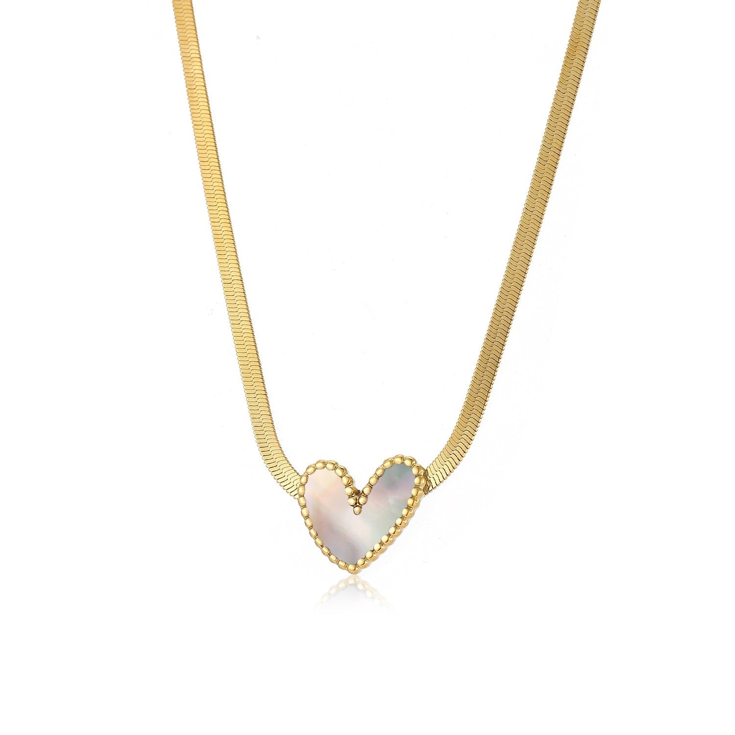 Ketting parelmoer hart goud - Desieradenconcurrent.nl