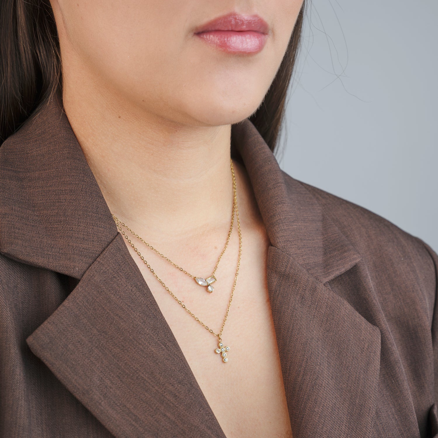 Ketting trio sparkle goud - Desieradenconcurrent.nl