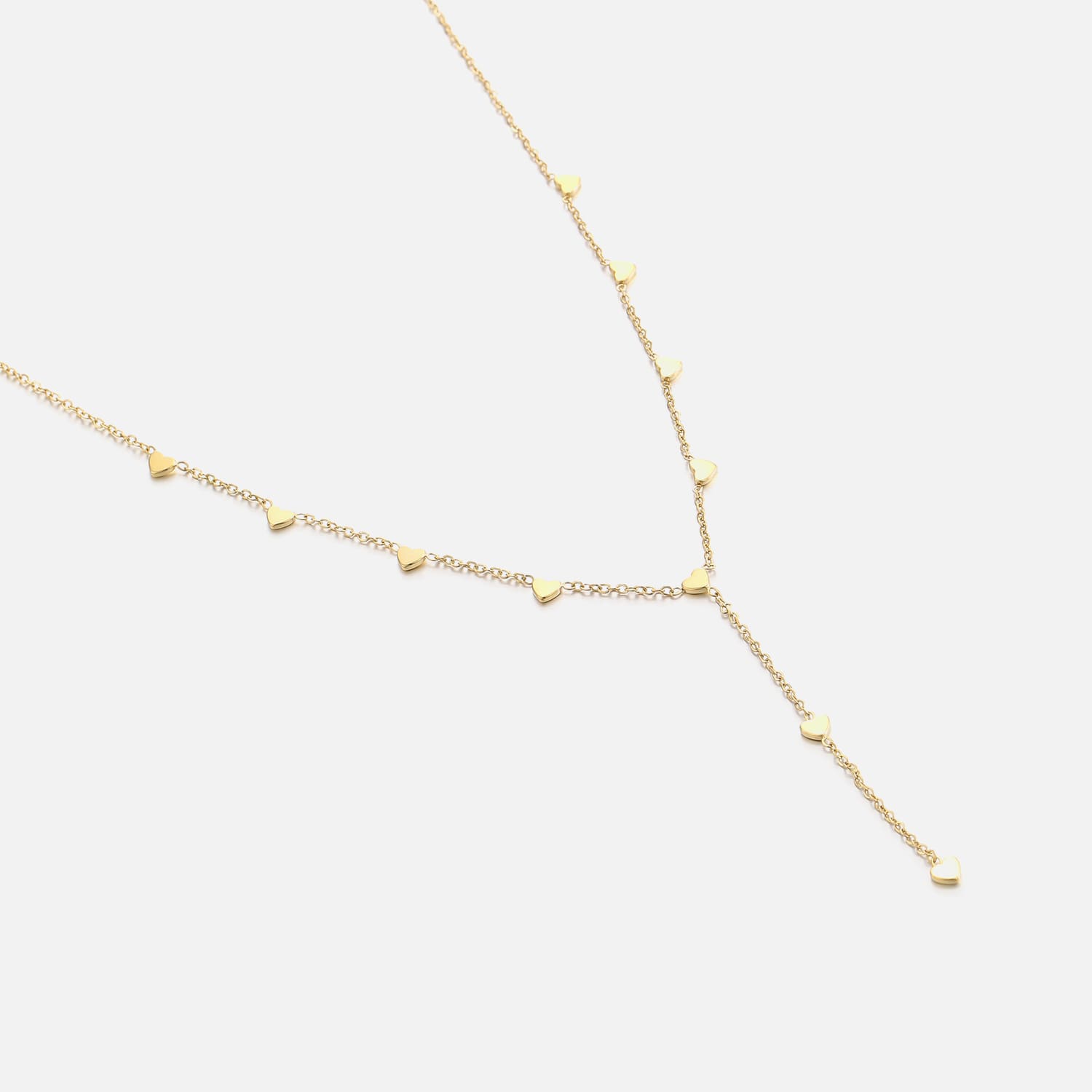 Ketting Y - vorm hartjes goud - Desieradenconcurrent.nl