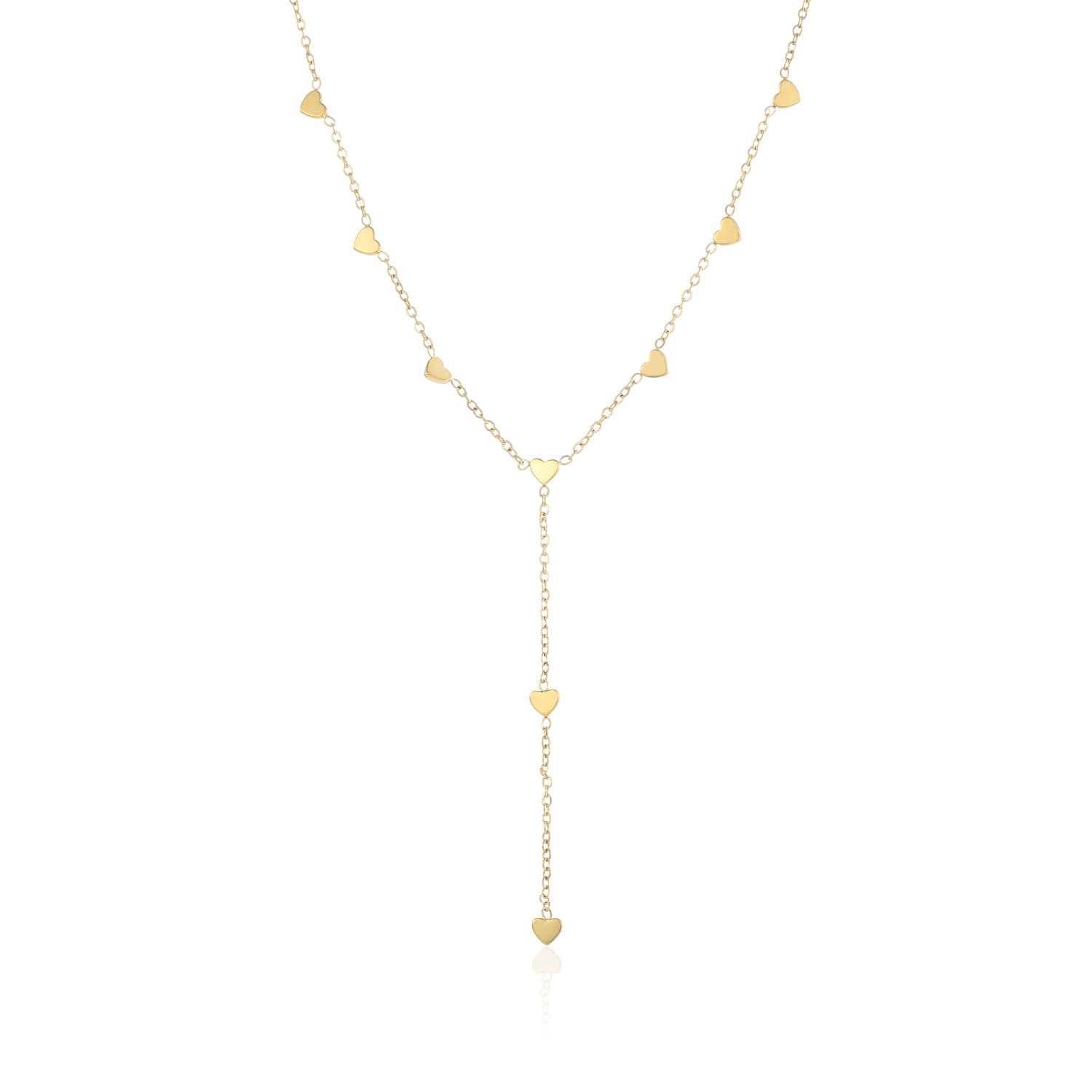 Ketting Y - vorm hartjes goud - Desieradenconcurrent.nl