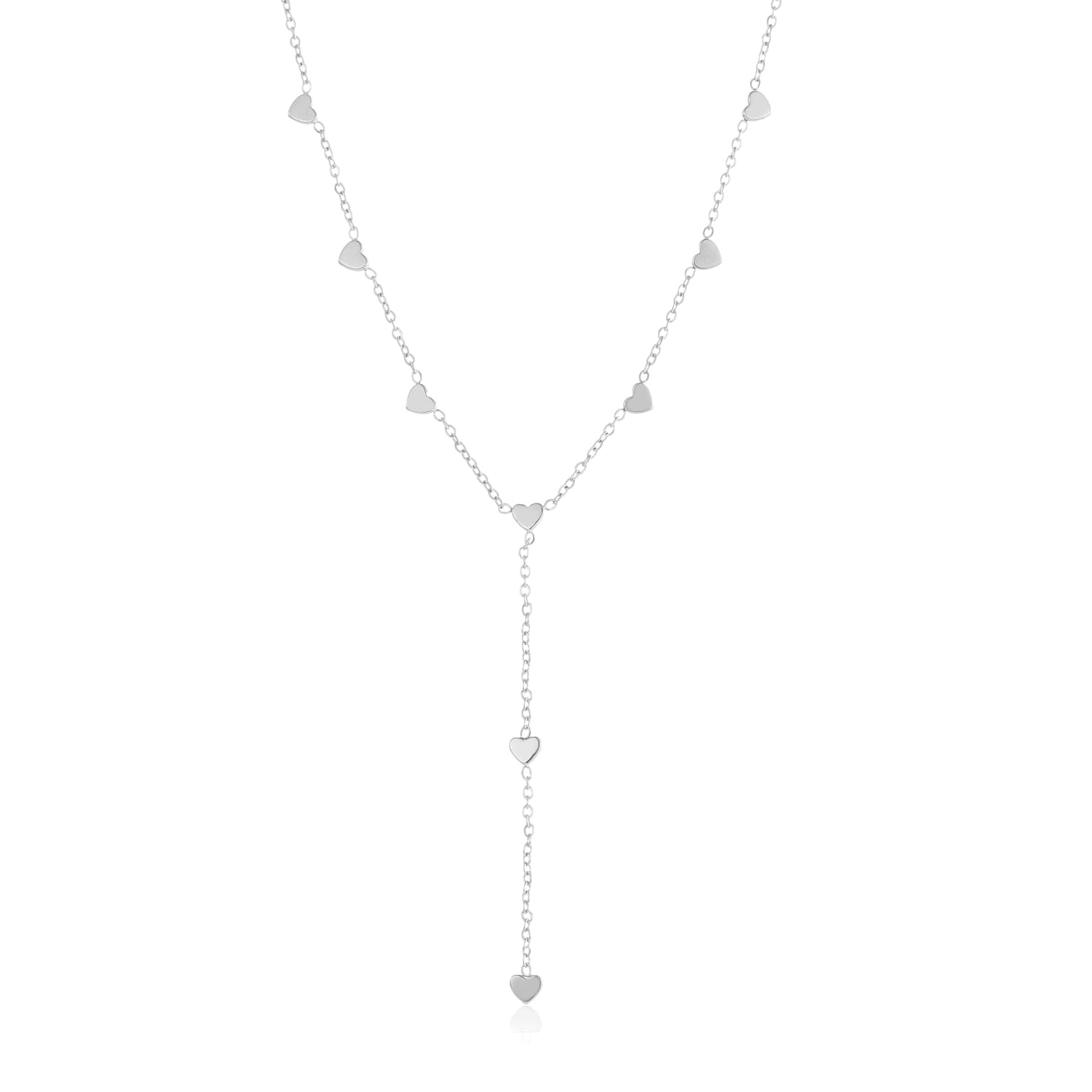 Ketting Y - vorm hartjes zilver - Desieradenconcurrent.nl
