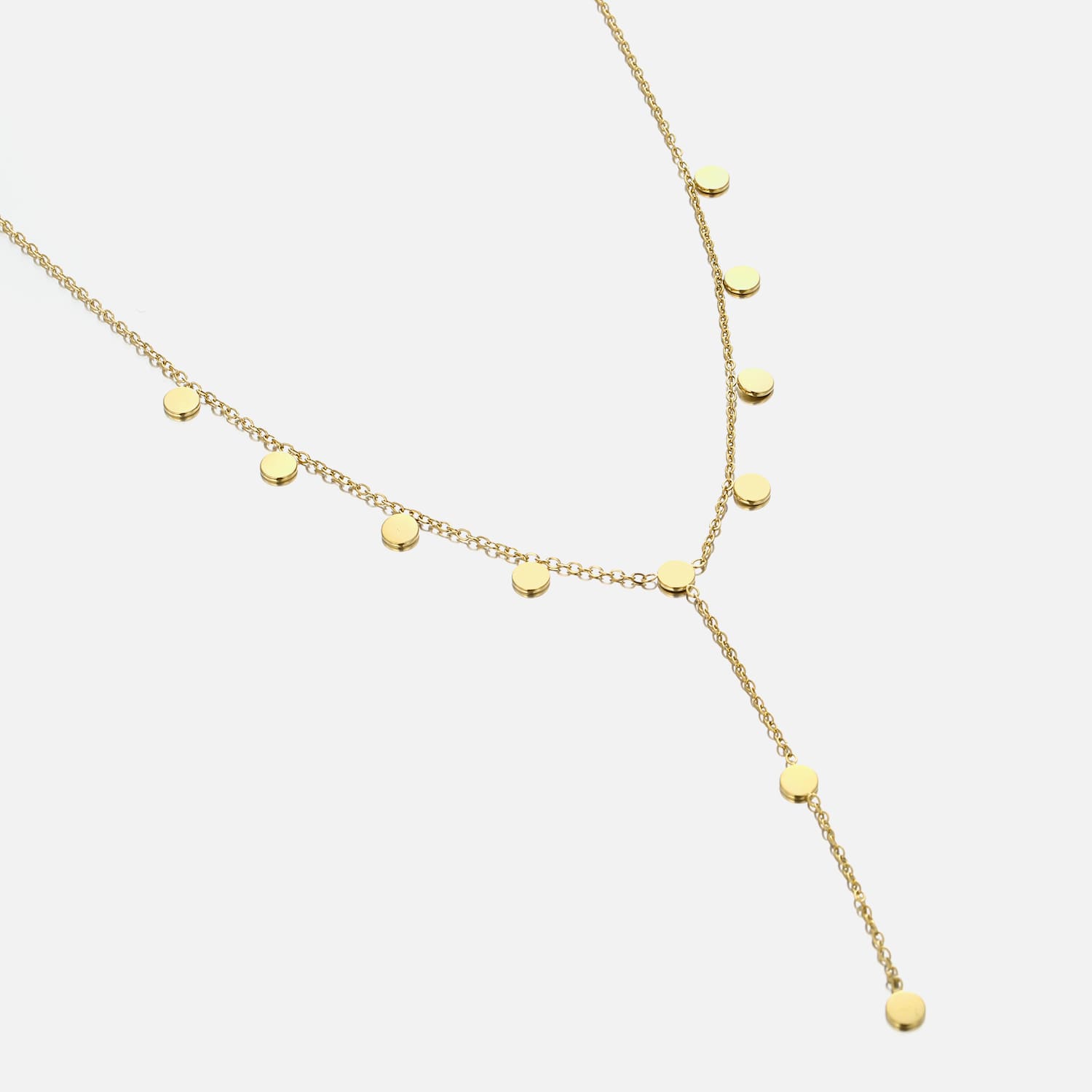 Ketting Y - vorm muntjes goud - Desieradenconcurrent.nl
