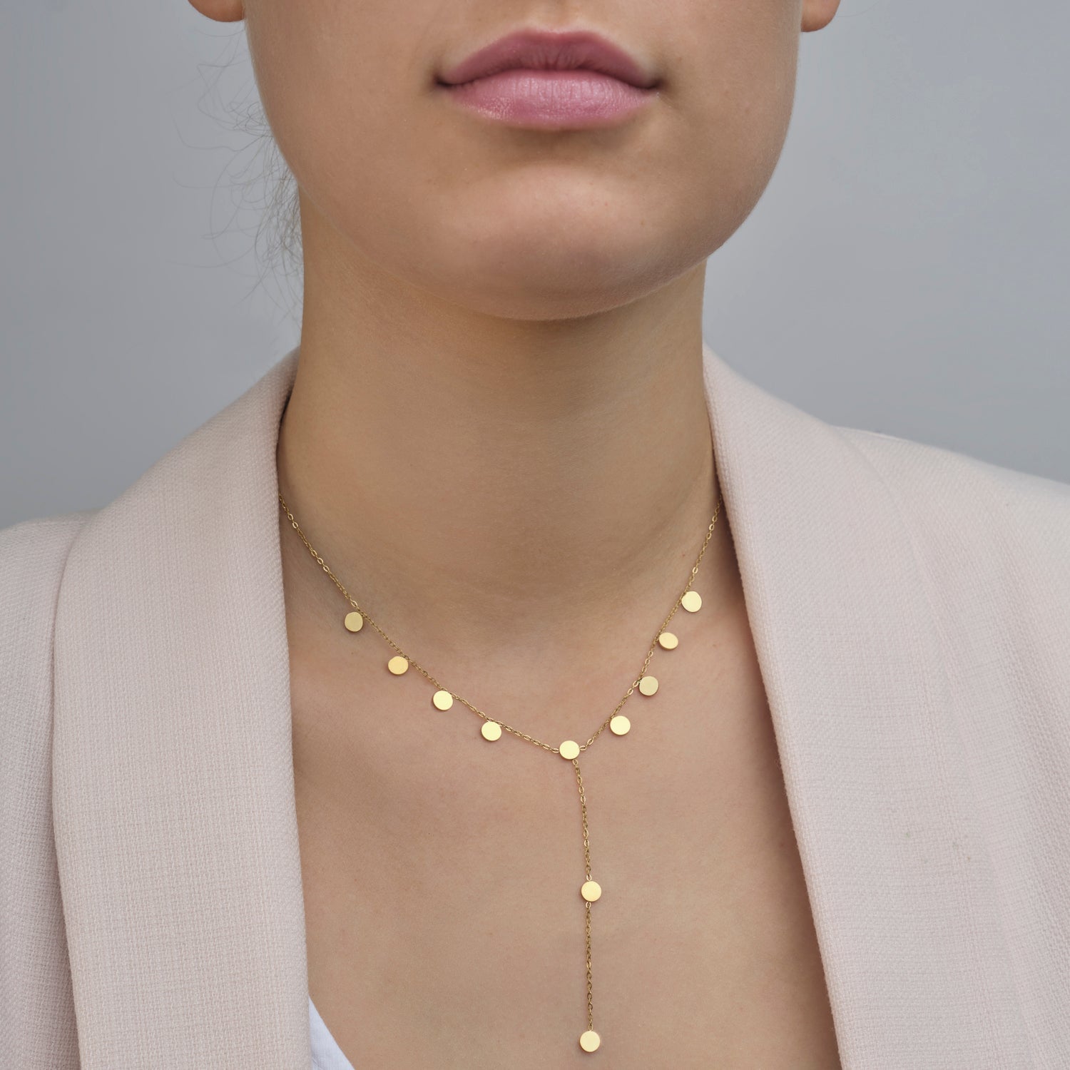 Ketting Y - vorm muntjes goud - Desieradenconcurrent.nl