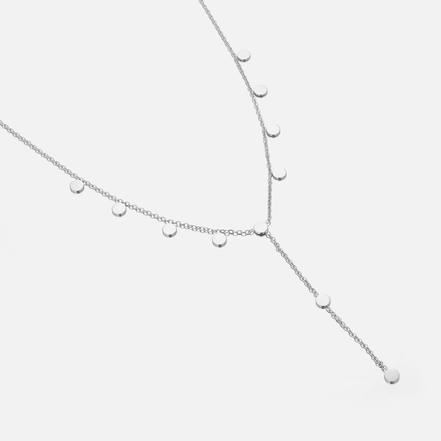 Ketting Y - vorm muntjes zilver - Desieradenconcurrent.nl