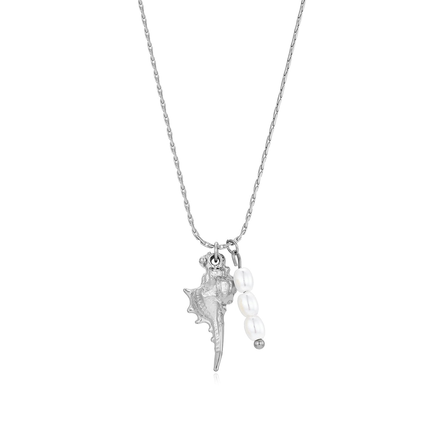 Ketting zeeschelp parels zilver - Desieradenconcurrent.nl