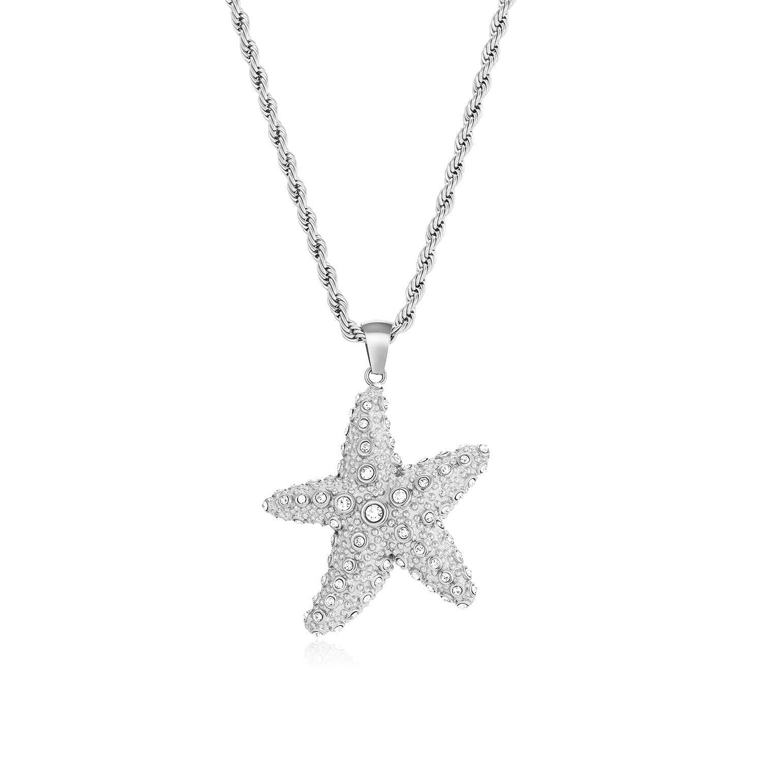 Ketting zeester steentjes zilver - Desieradenconcurrent.nl