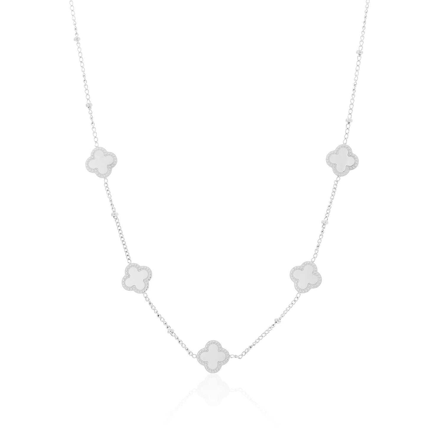 Klavers ketting zilver - Desieradenconcurrent.nl