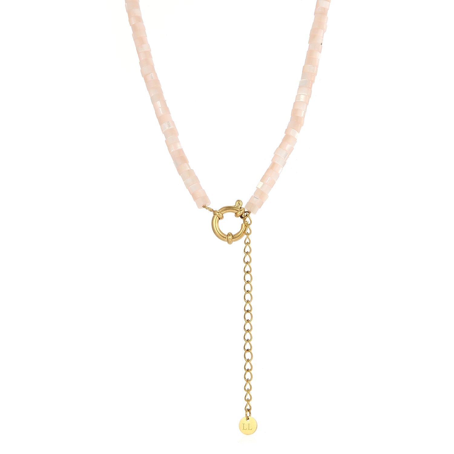 Kralen ketting roze goud - Desieradenconcurrent.nl