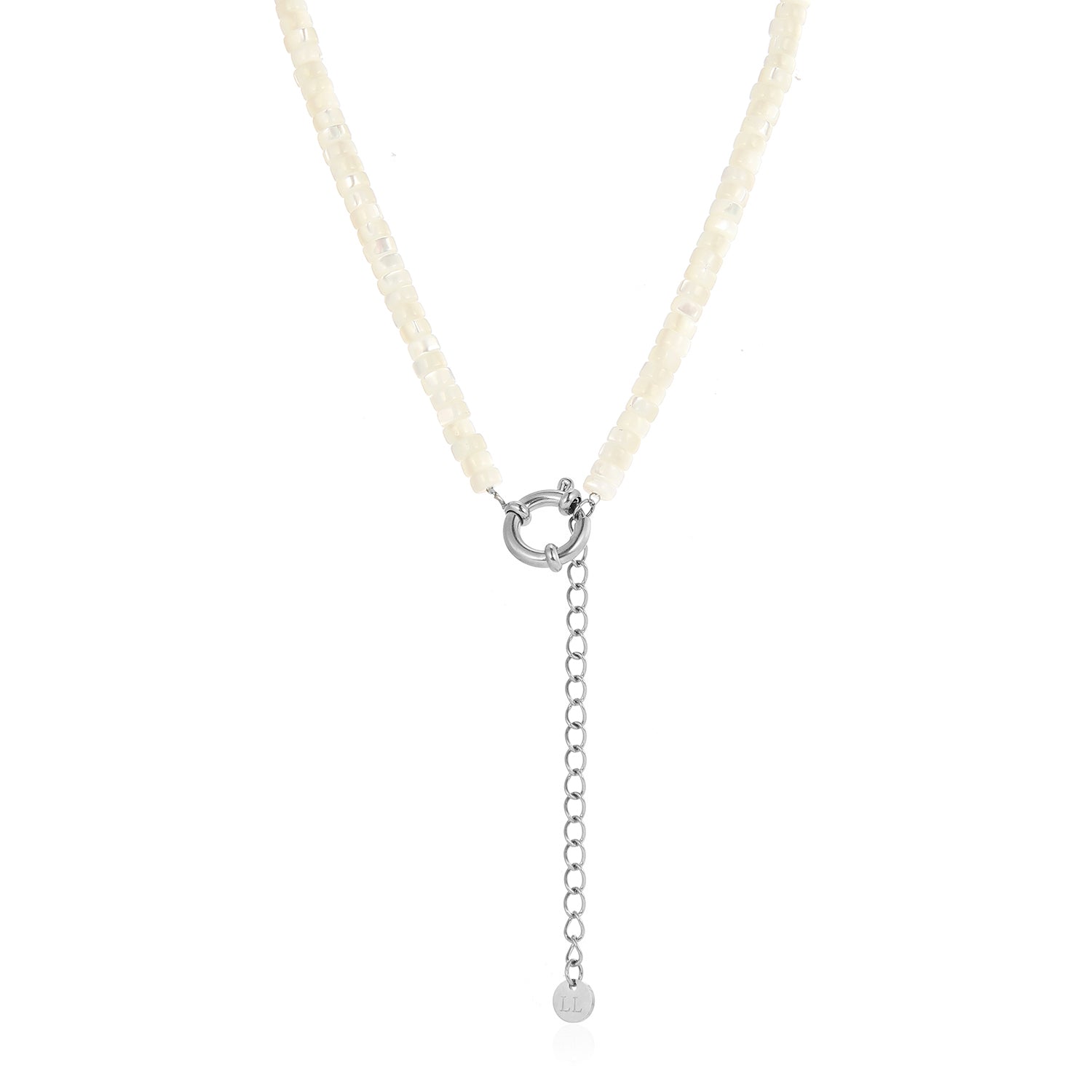 Kralen ketting wit zilver - Desieradenconcurrent.nl