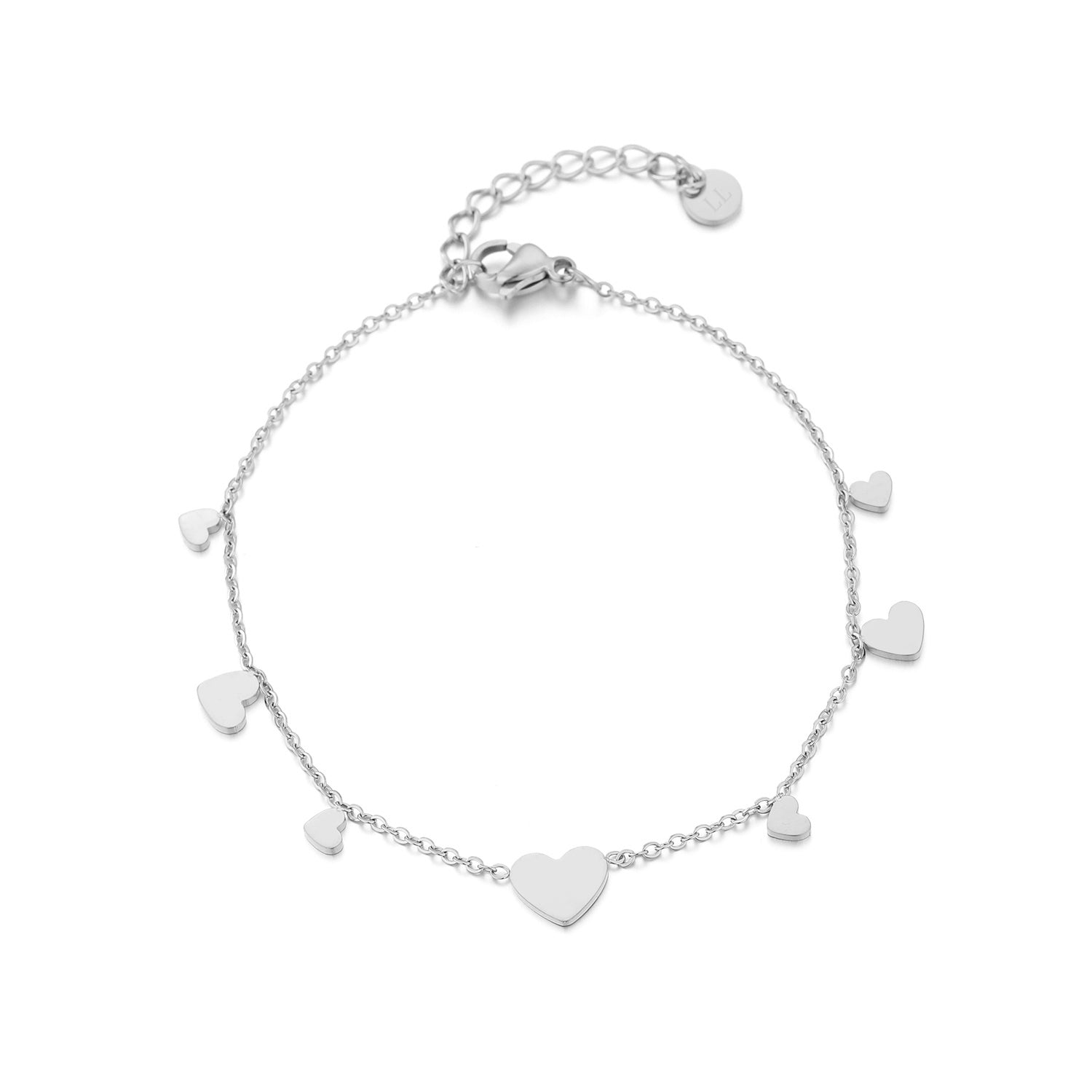 Meerdere hartjes armband zilver - Desieradenconcurrent.nl