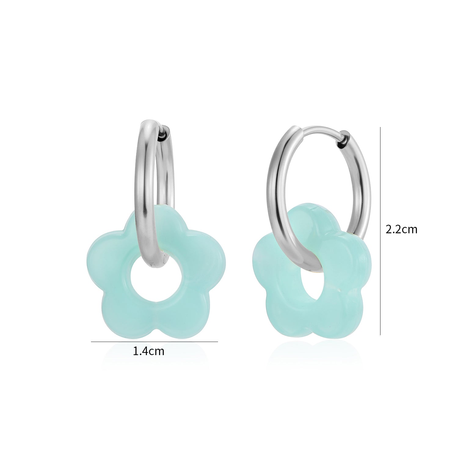 Oorbellen bloem turquoise zilver - Desieradenconcurrent.nl