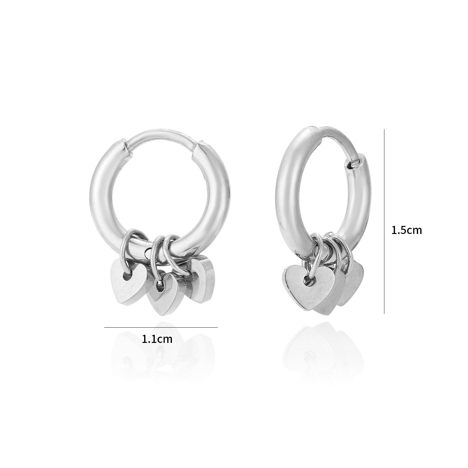 Oorbellen drie hartjes zilver - Desieradenconcurrent.nl