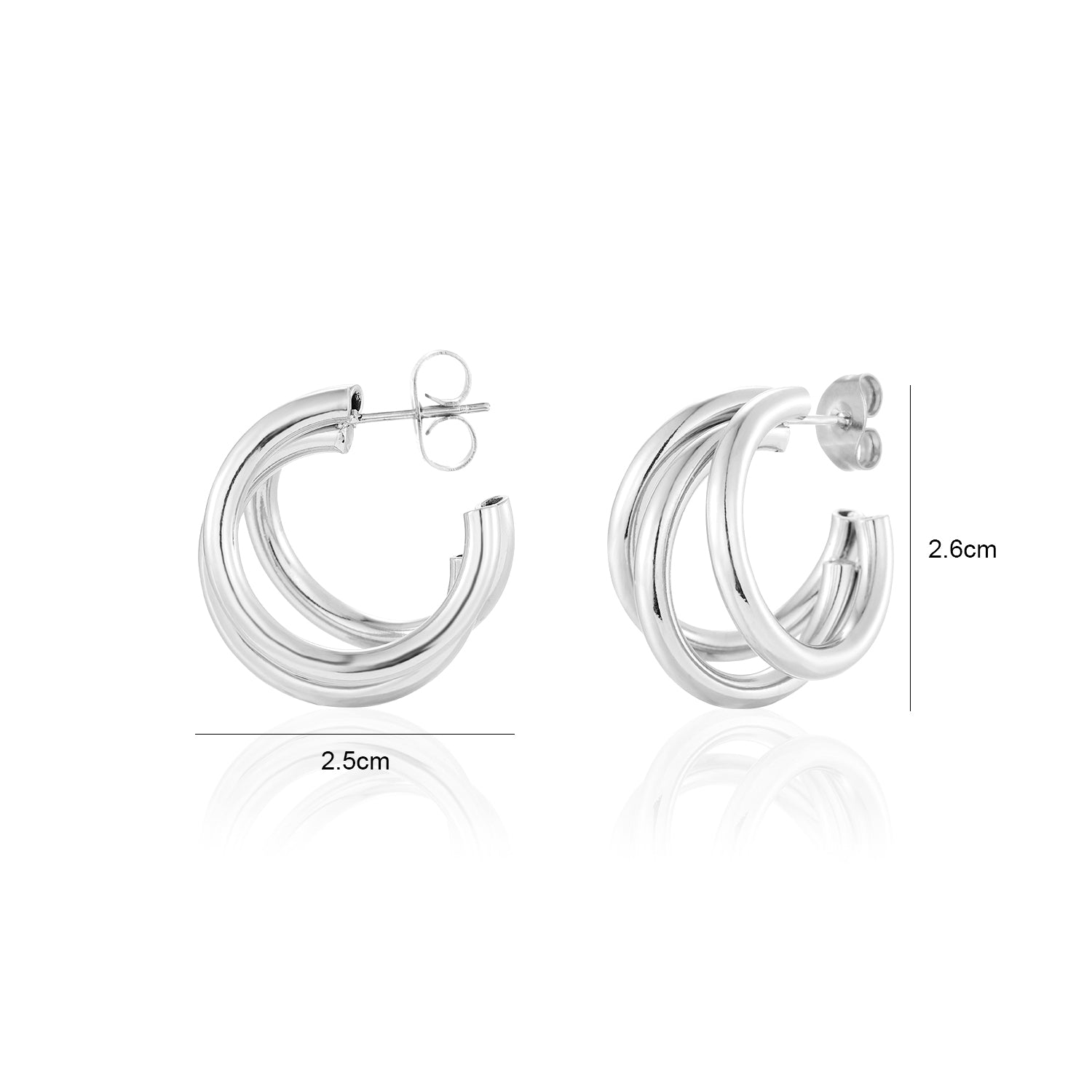 Oorbellen drie hoops zilver - Desieradenconcurrent.nl
