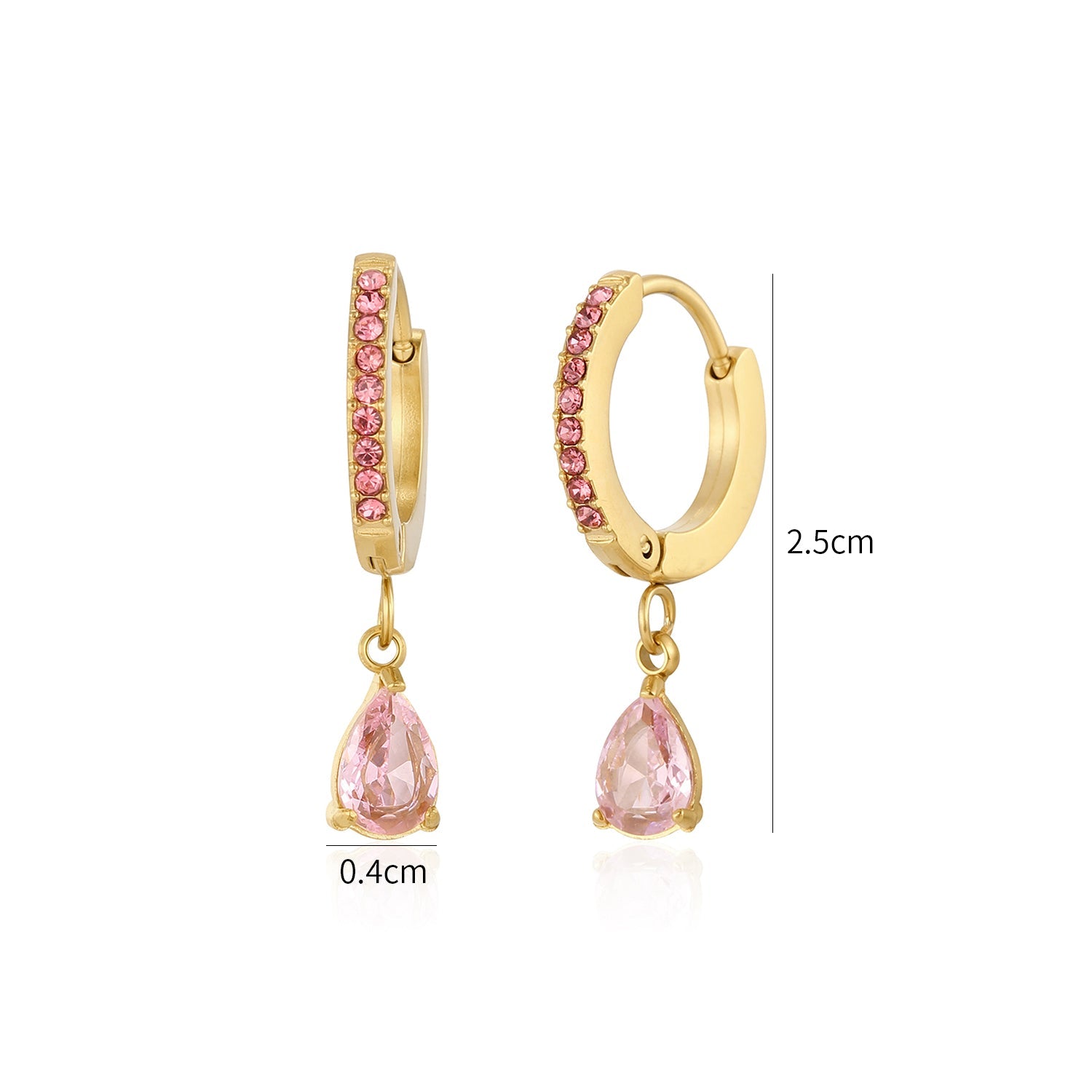 Oorbellen druppel roze goud - Desieradenconcurrent.nl