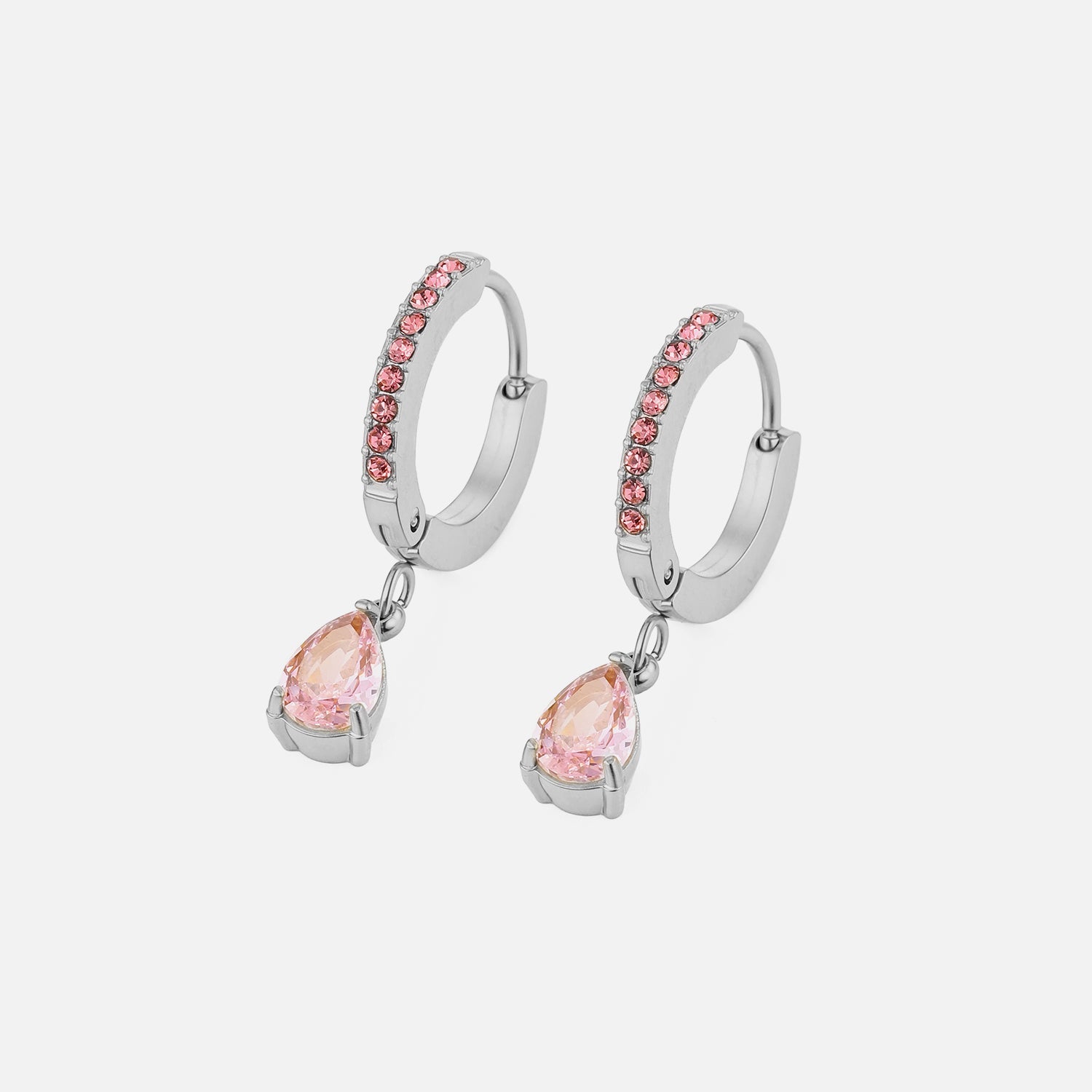 Oorbellen druppel roze zilver - Desieradenconcurrent.nl