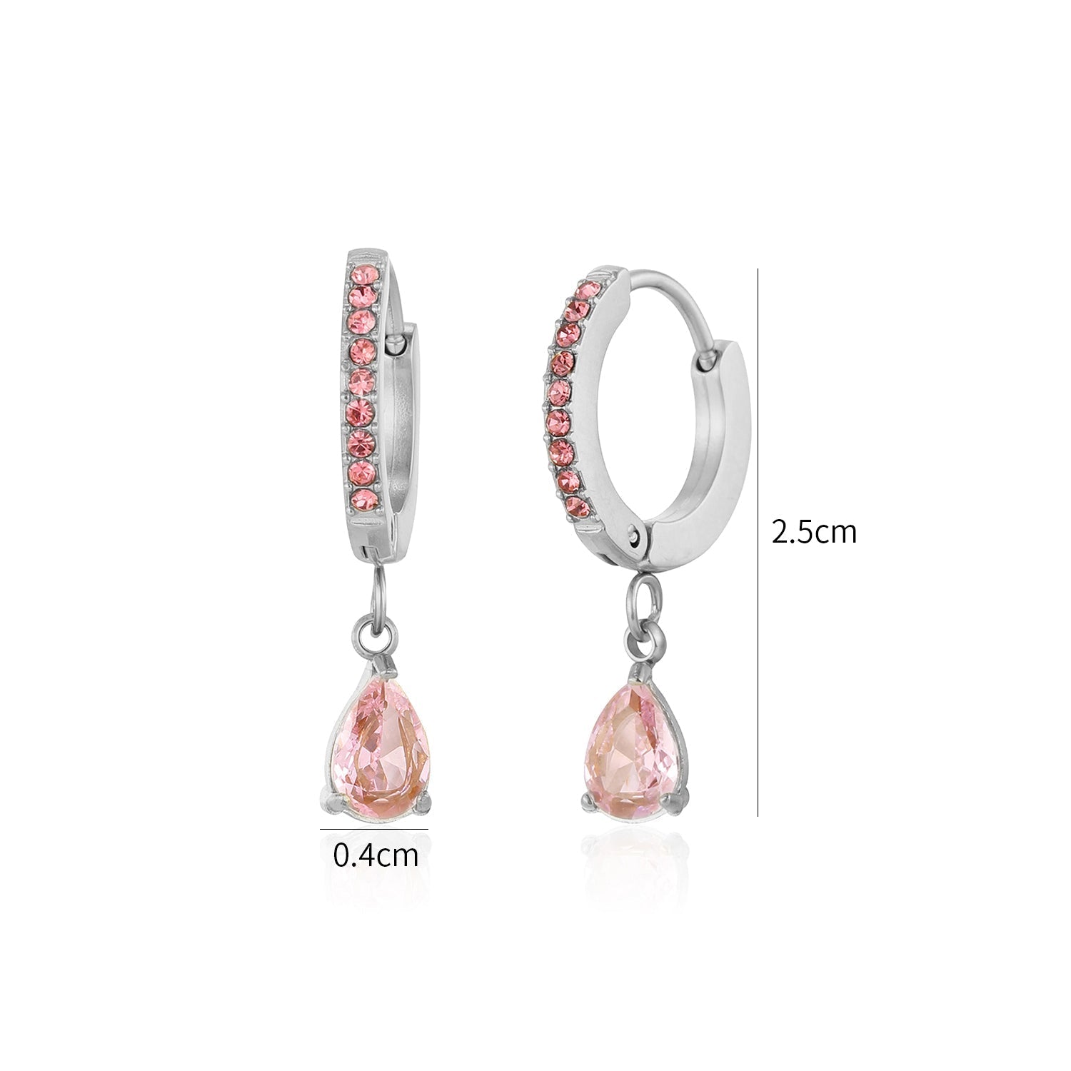 Oorbellen druppel roze zilver - Desieradenconcurrent.nl