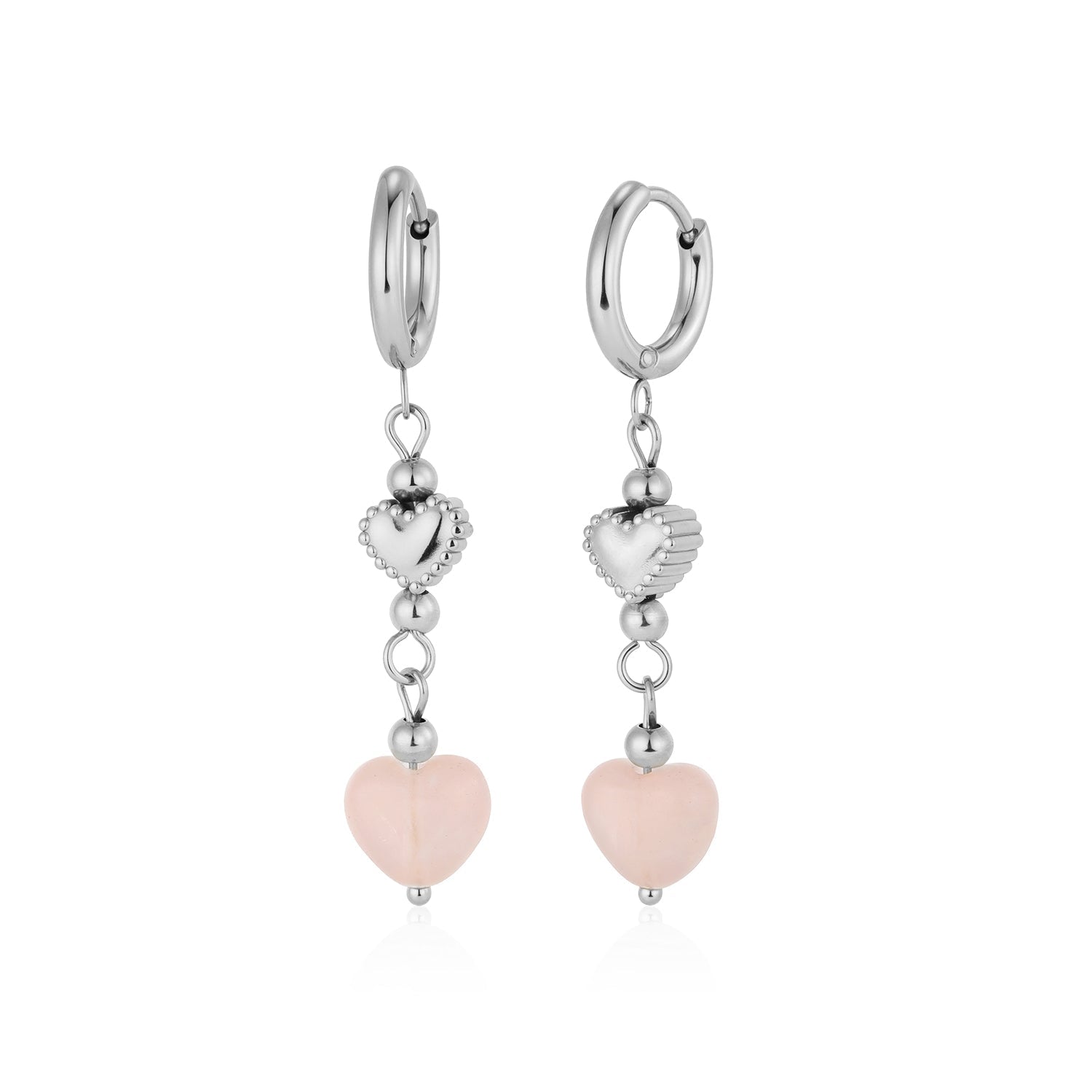 Oorbellen fancy hart en parel zilver - Desieradenconcurrent.nl