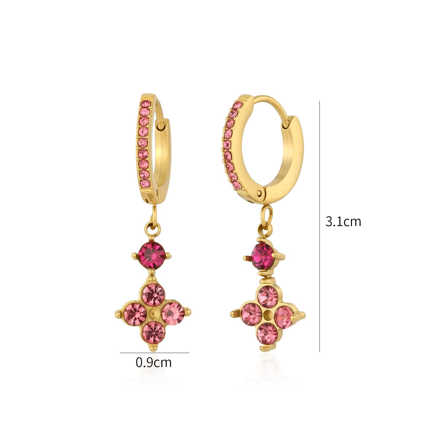 Oorbellen fancy strass roze goud - Desieradenconcurrent.nl