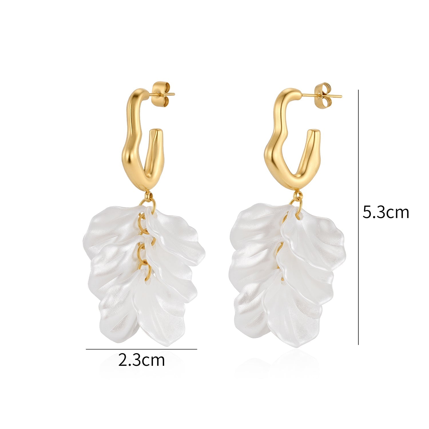 Oorbellen flora wave goud/wit - Desieradenconcurrent.nl