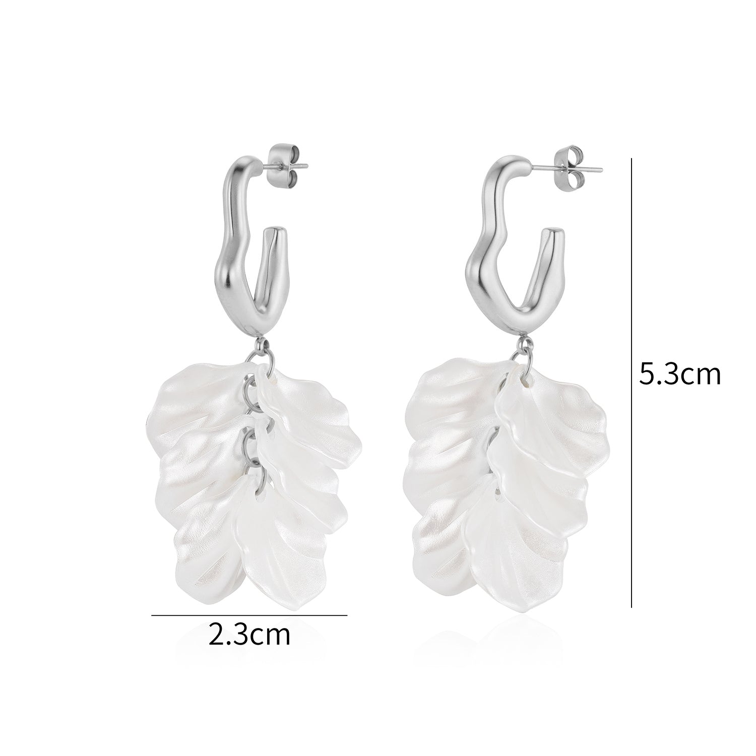 Oorbellen flora wave zilver/wit - Desieradenconcurrent.nl