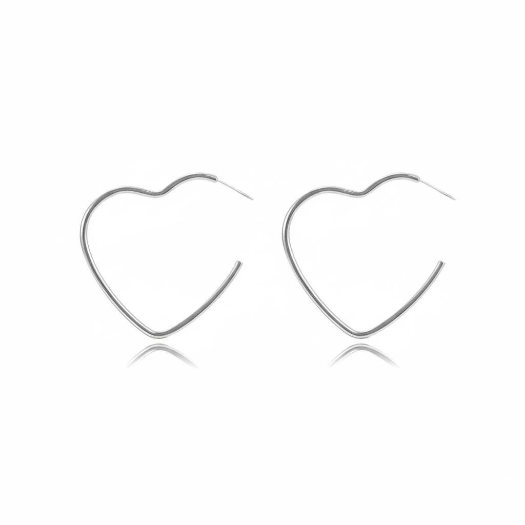 Oorbellen grote hart zilver - Desieradenconcurrent.nl