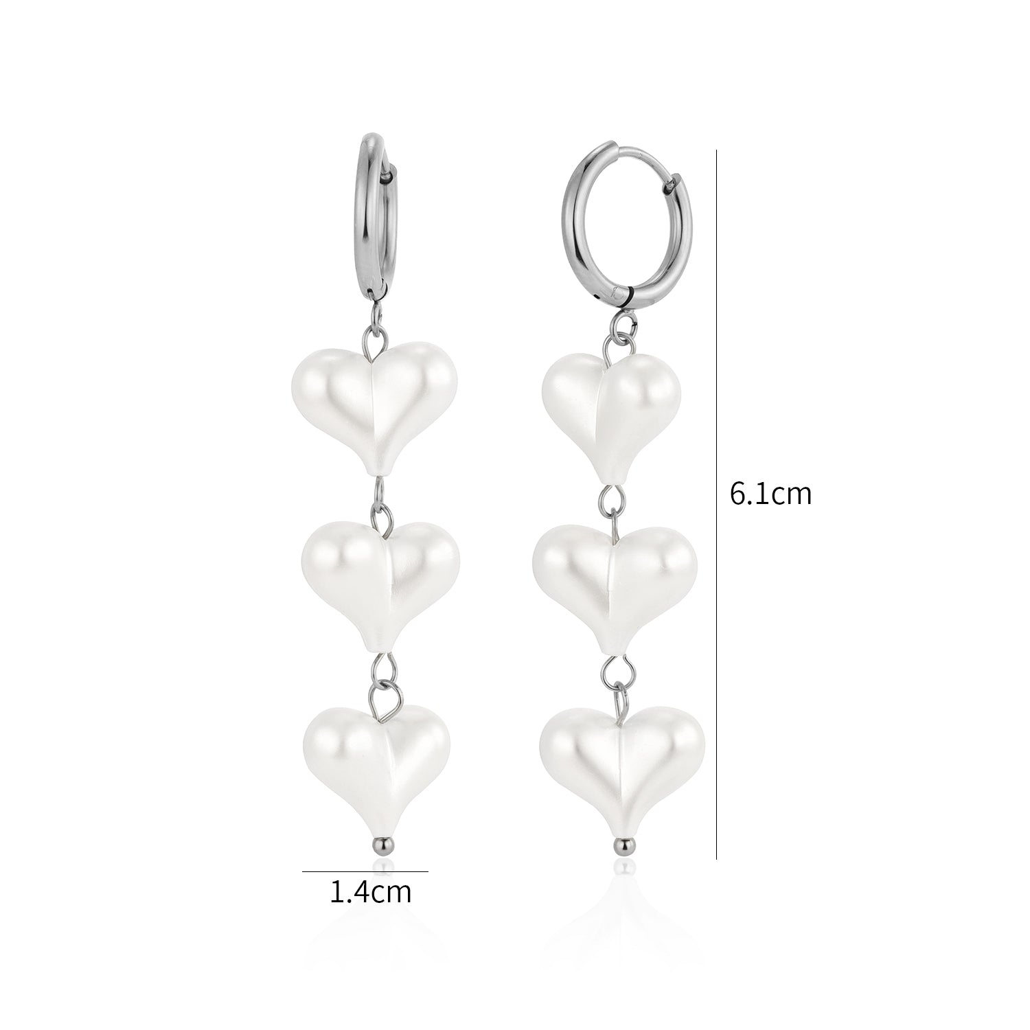 Oorbellen hangende parel hartjes zilver - Desieradenconcurrent.nl