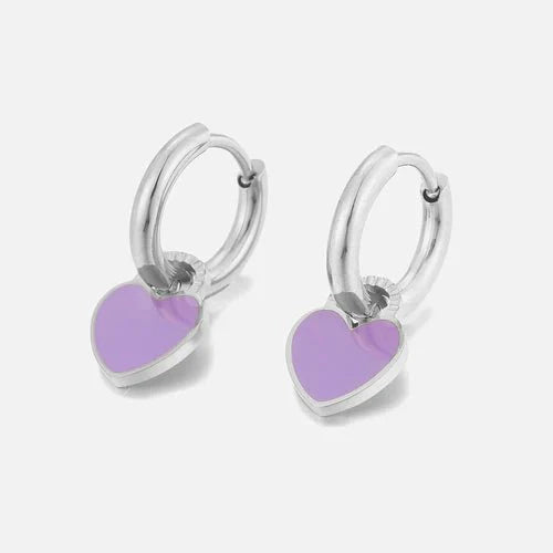 Oorbellen hartje paars zilver - Desieradenconcurrent.nl