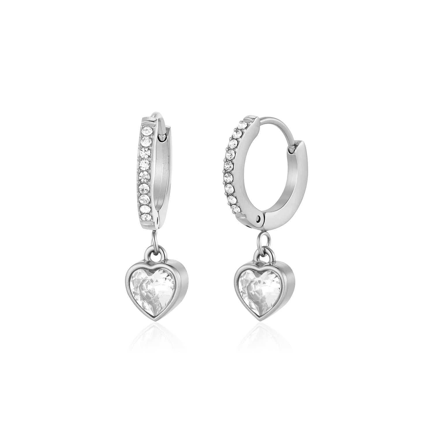 Oorbellen hartje zirkonia zilver - Desieradenconcurrent.nl