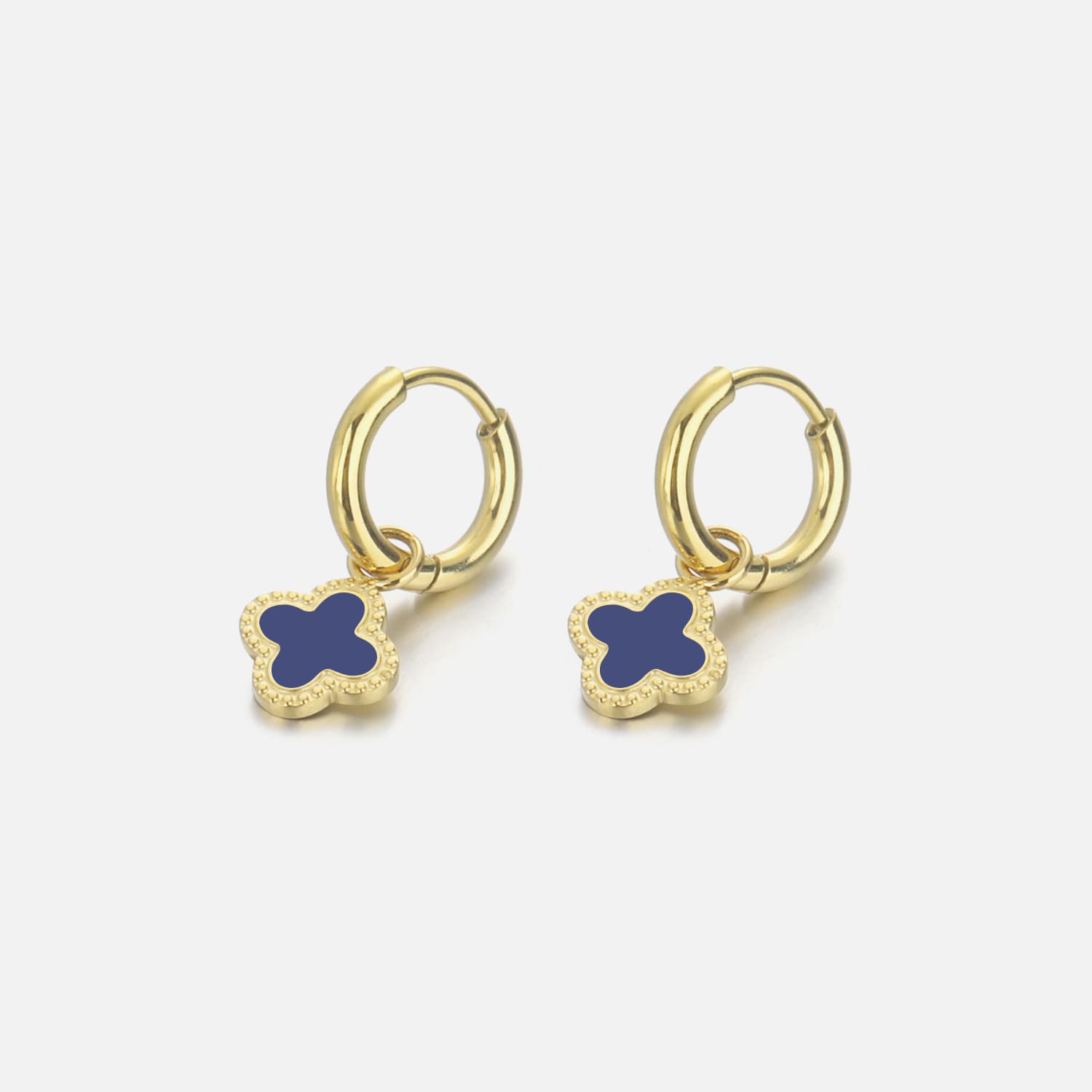 Oorbellen klaver gold/blue - Desieradenconcurrent.nl