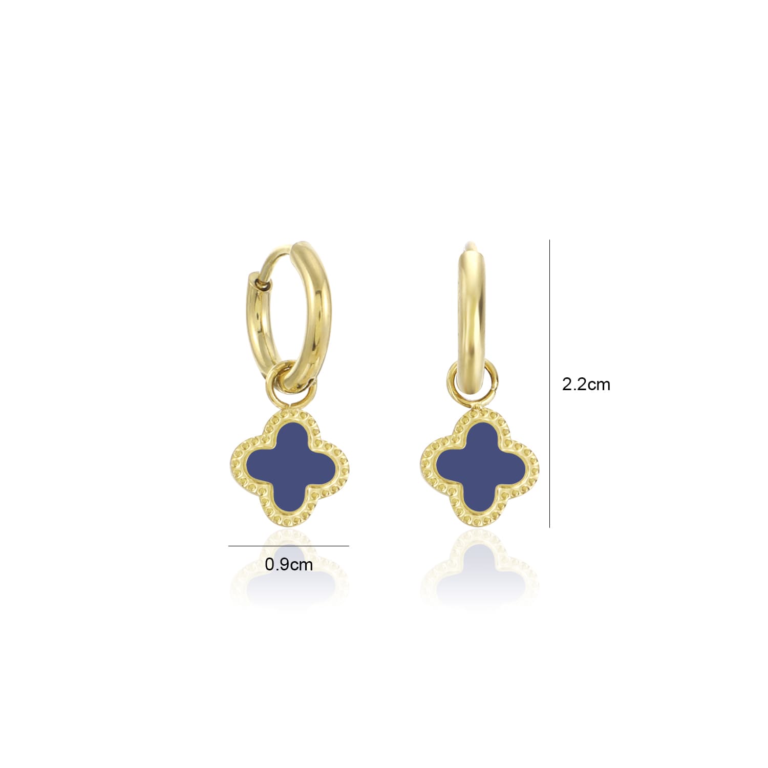 Oorbellen klaver gold/blue - Desieradenconcurrent.nl